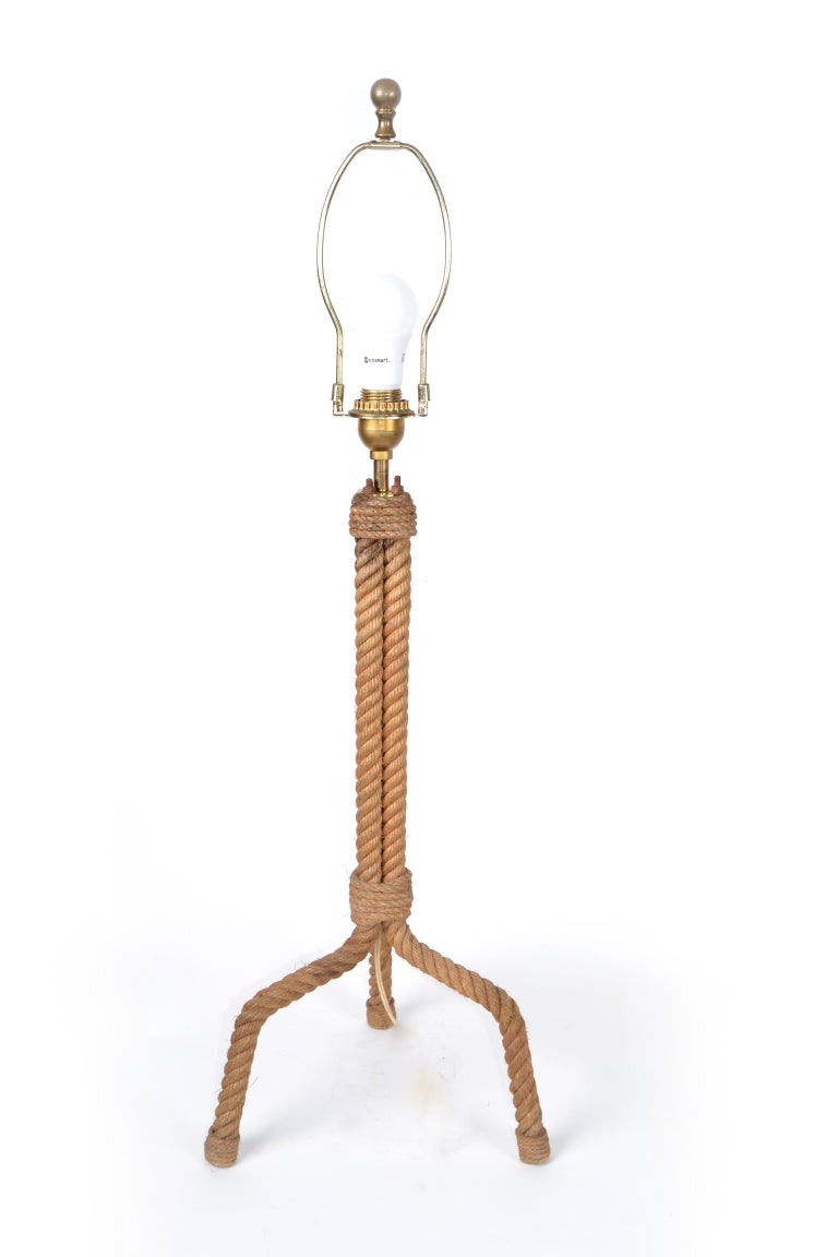 French Mid-Century Modern Audoux Minet Rope Table Lamp 3