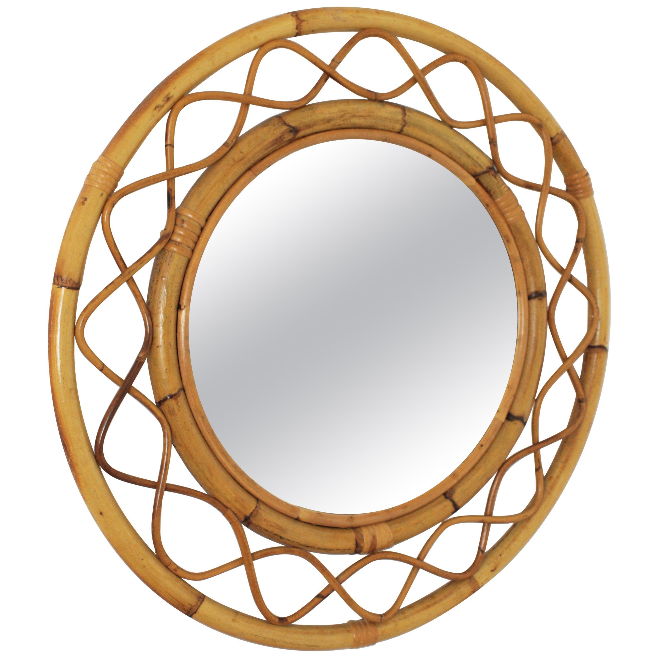 Mid-Century Modern Round Wall Mirror at 1stdibs