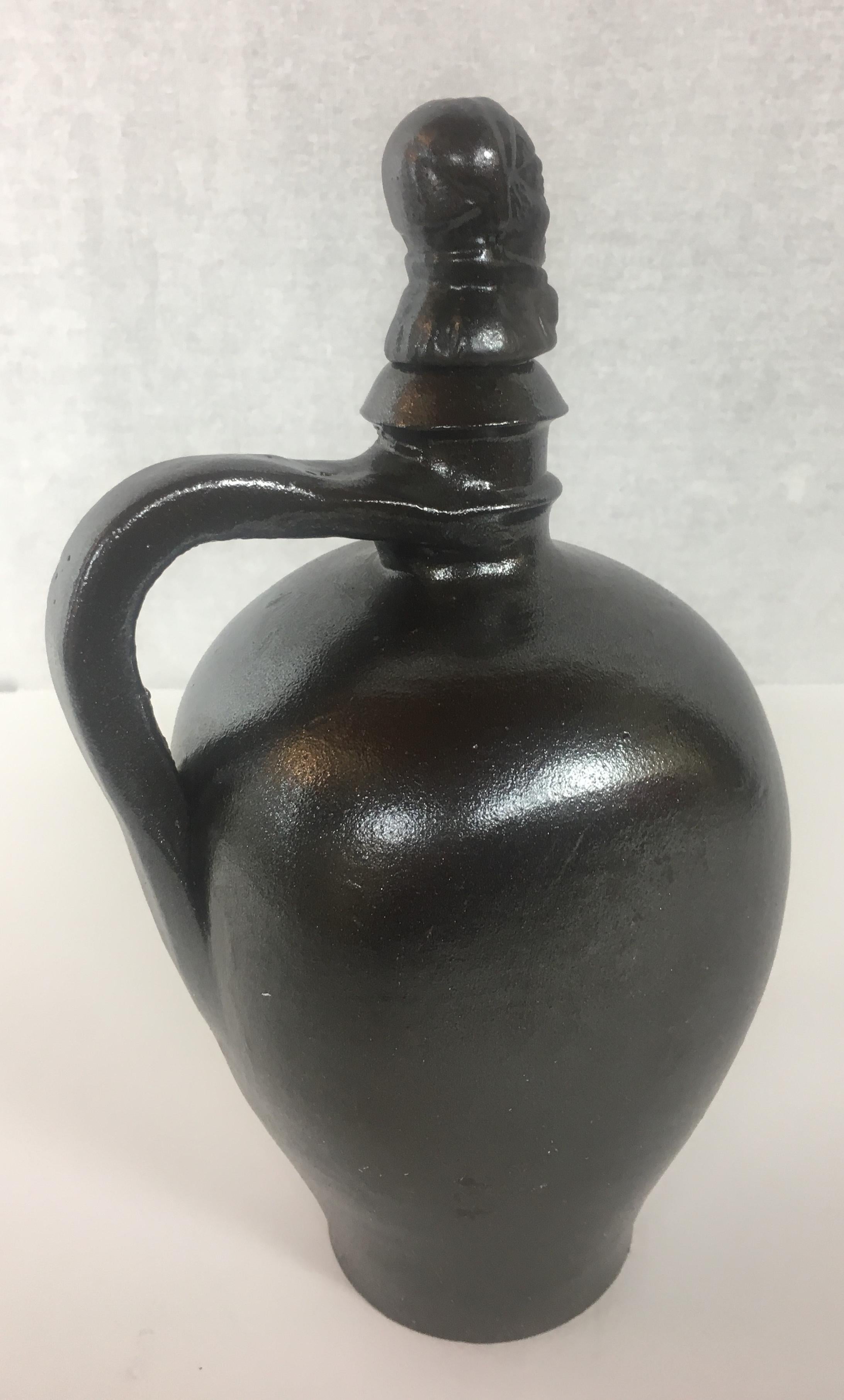 A very good quality French midcentury black matte decorative object.
Signed. 

The top is removable for if displaying in a more modern setting.
   