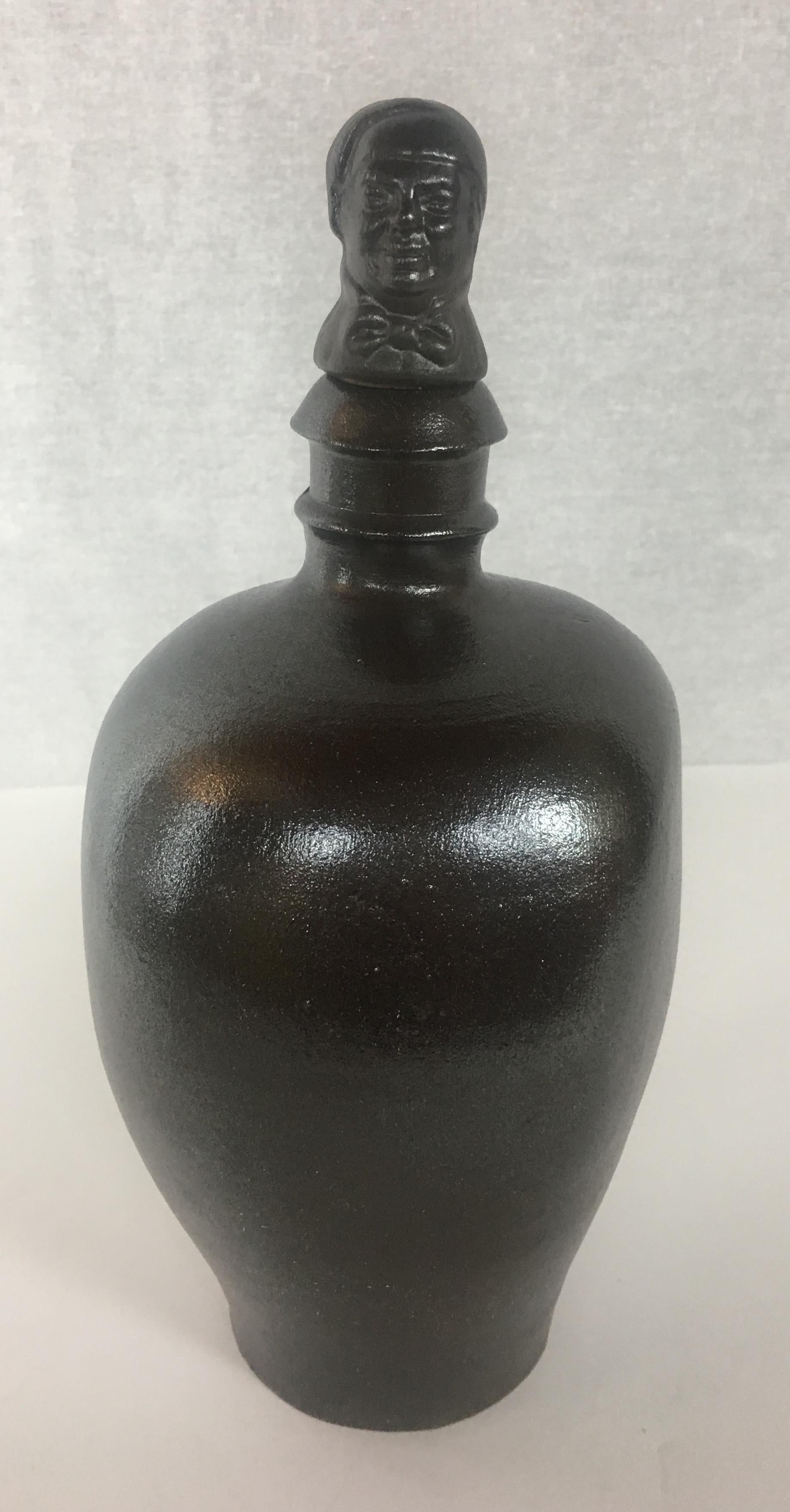 Glazed French Mid-Century Modern Black Matte Decorative Object For Sale