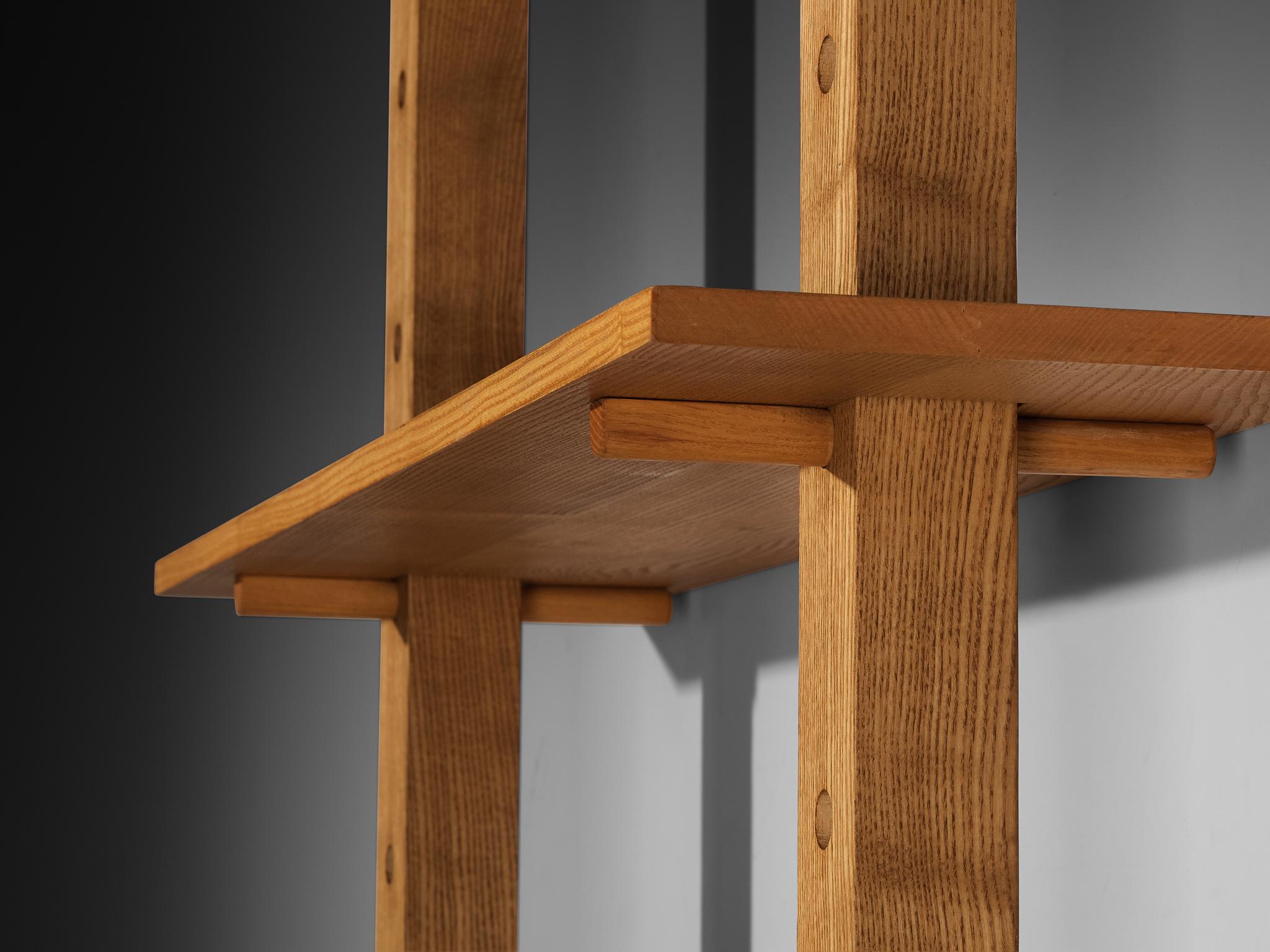 Français French Mid-Century Modern Bookcase or Shelf Unit in Solid Ash en vente