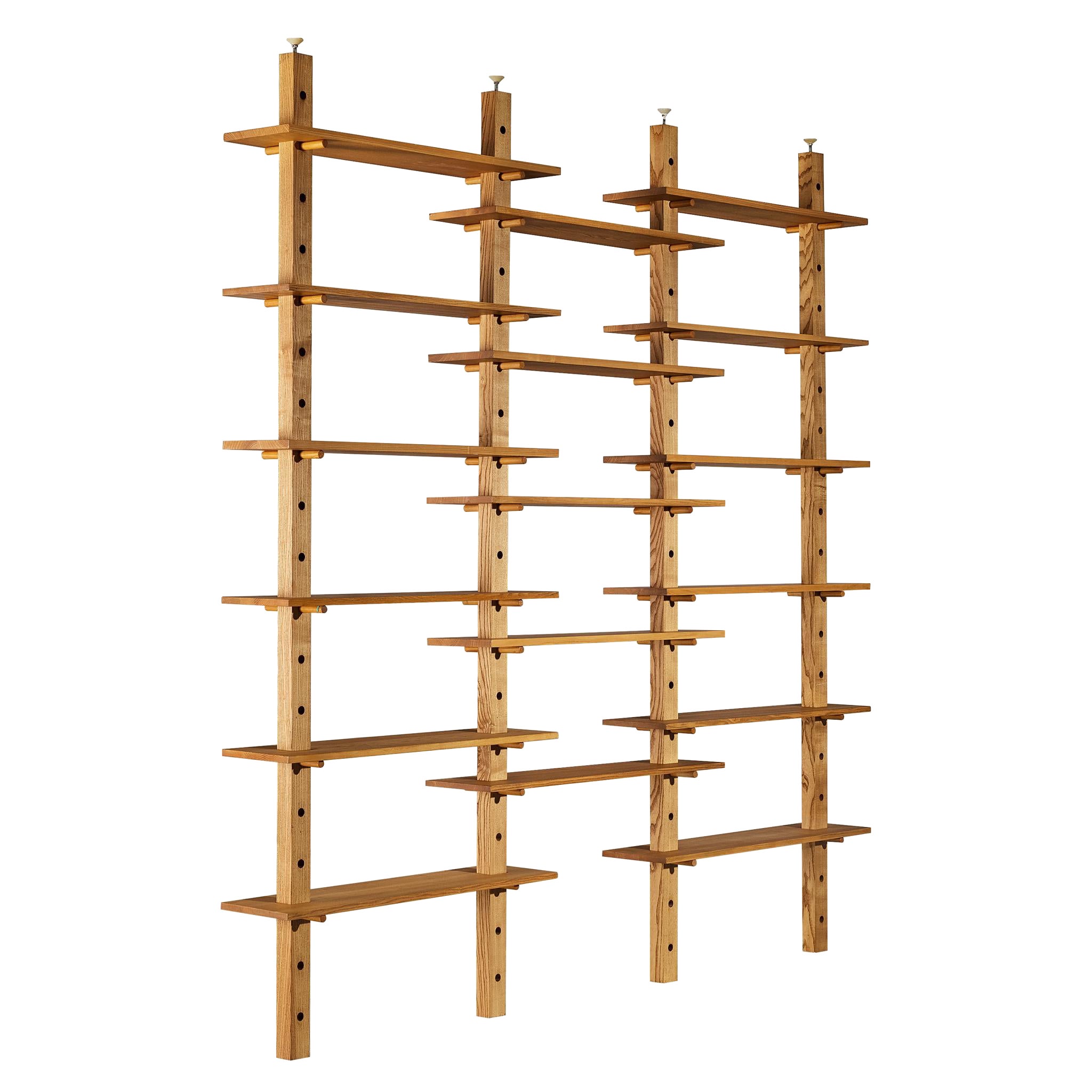 French Mid-Century Modern Bookcase or Shelf Unit in Solid Ash en venta