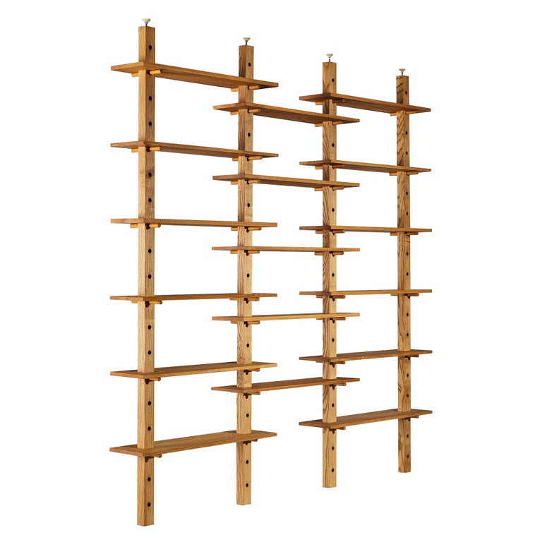 French Mid-Century Modern Bookcase or Shelf Unit in Solid Ash