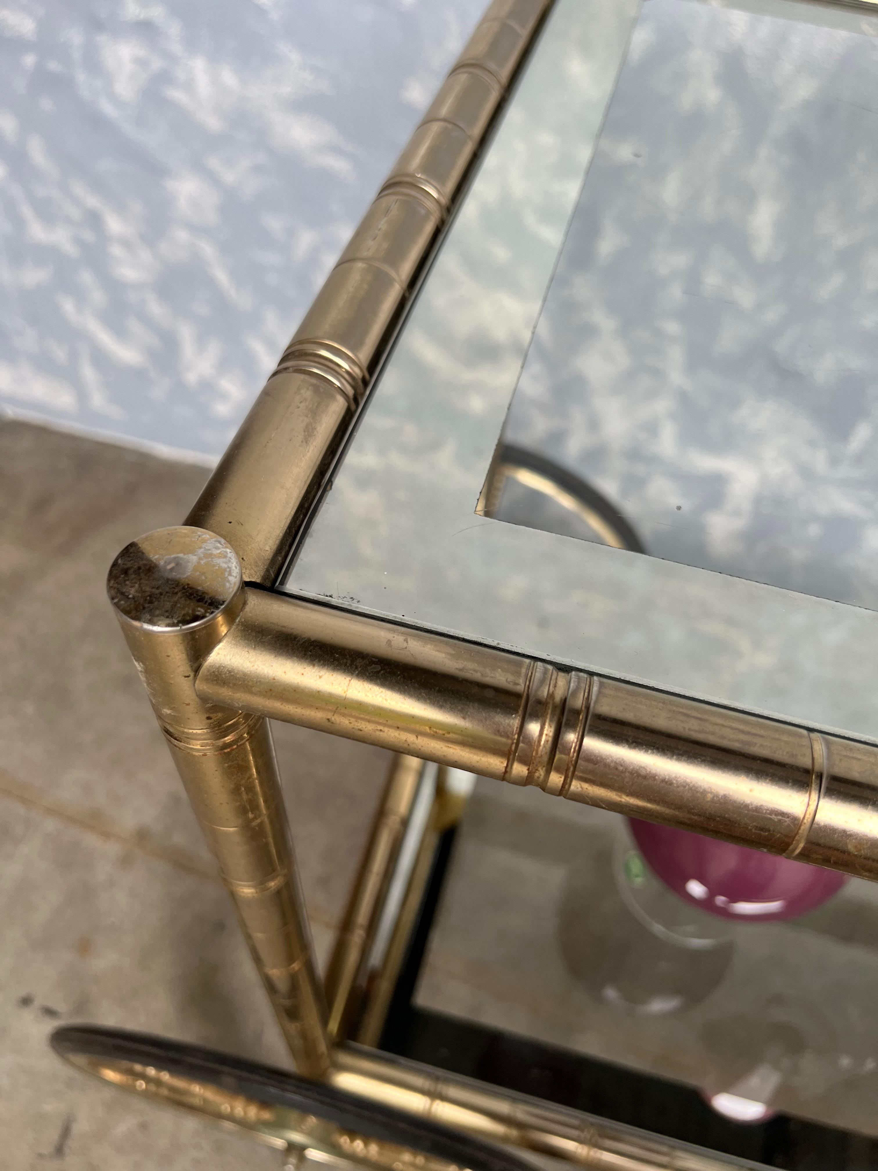 French Mid-Century Modern Brass Bar Cart For Sale 6