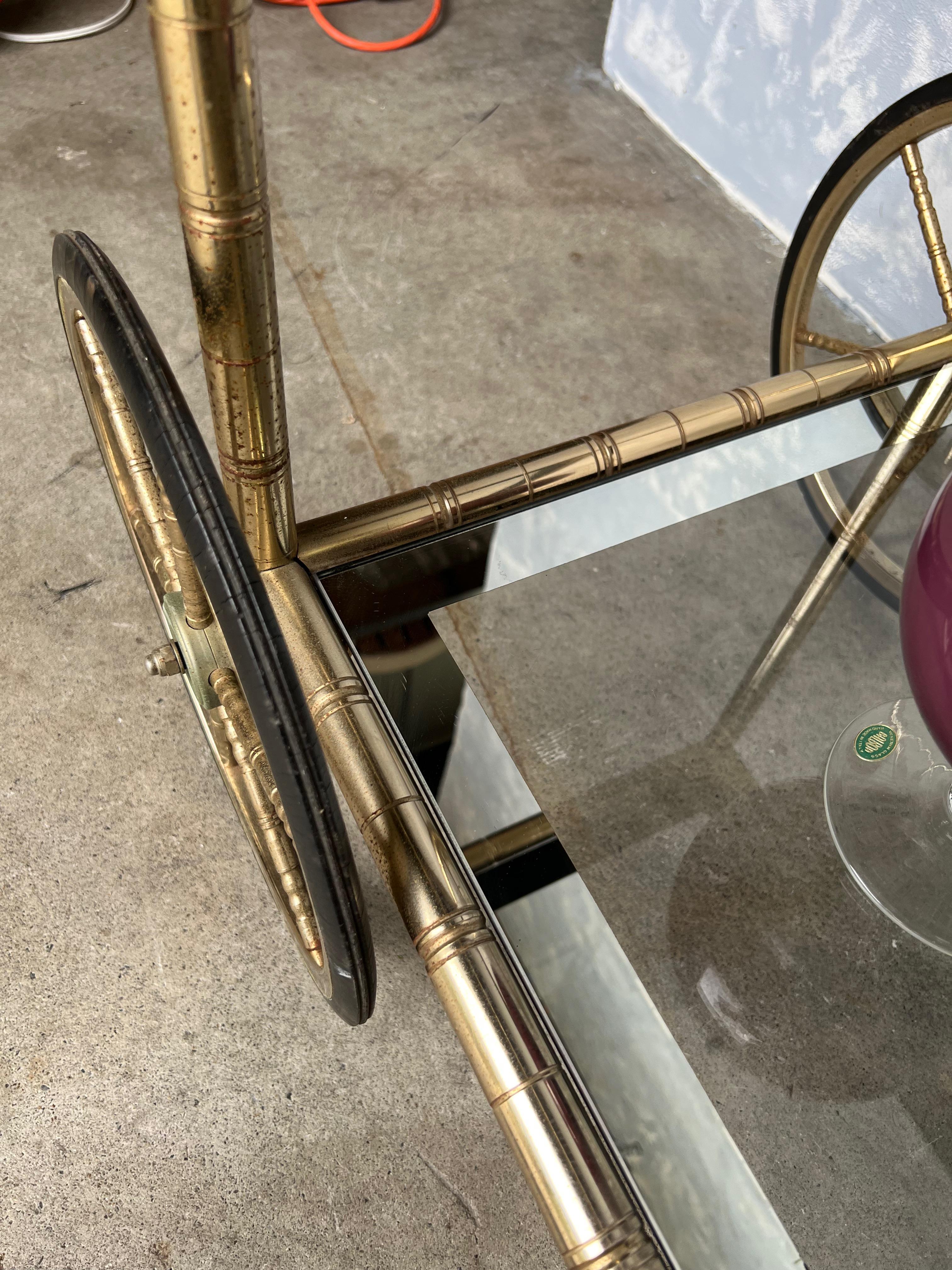 French Mid-Century Modern Brass Bar Cart For Sale 11