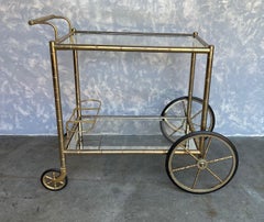 French Mid Century Modern Brass Bar Cart