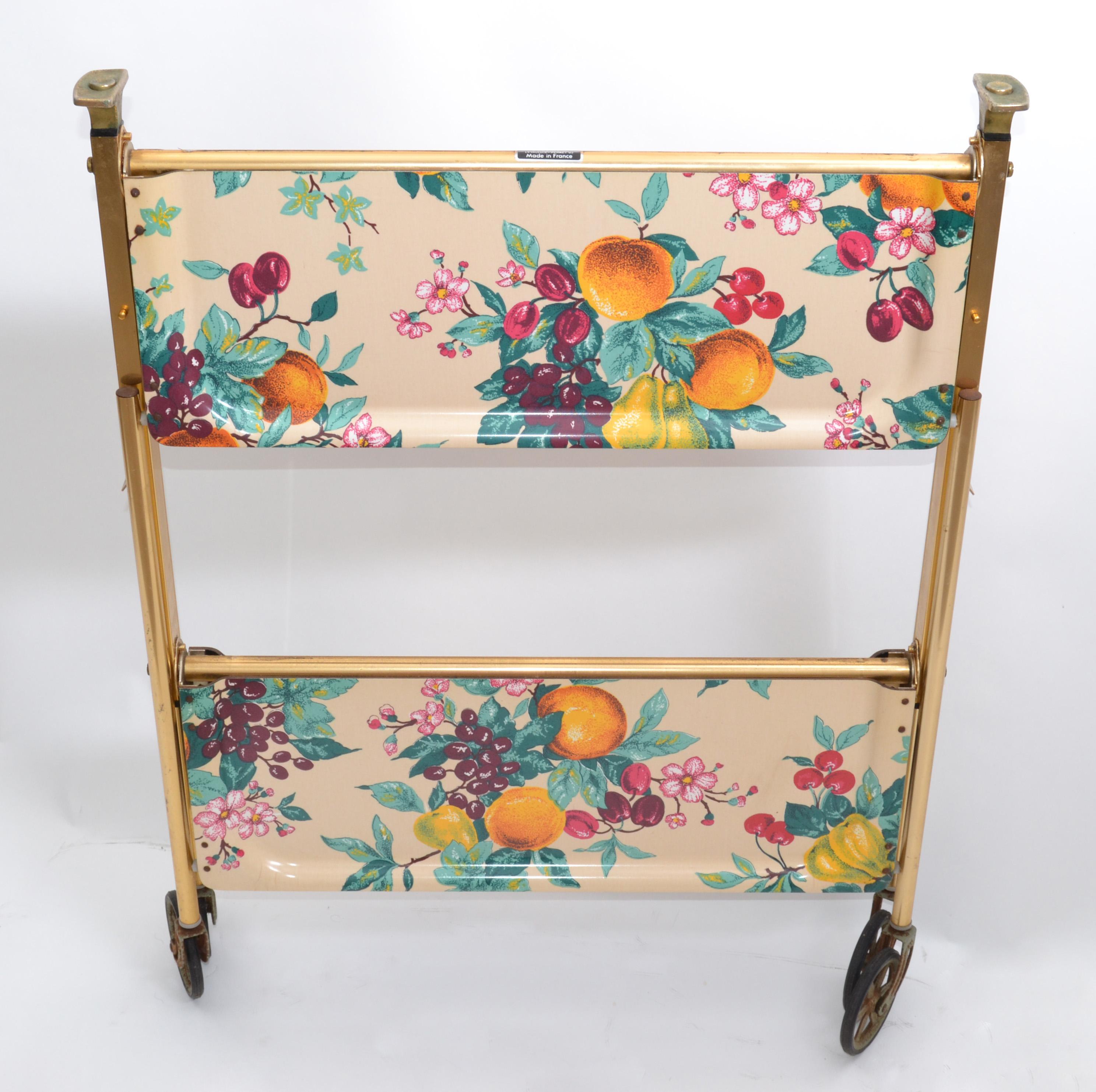 Milieu du XXe siècle Laiton français moderne du milieu du siècle & Chariot de service en stratifié:: Chariot:: Textable 1950s en vente