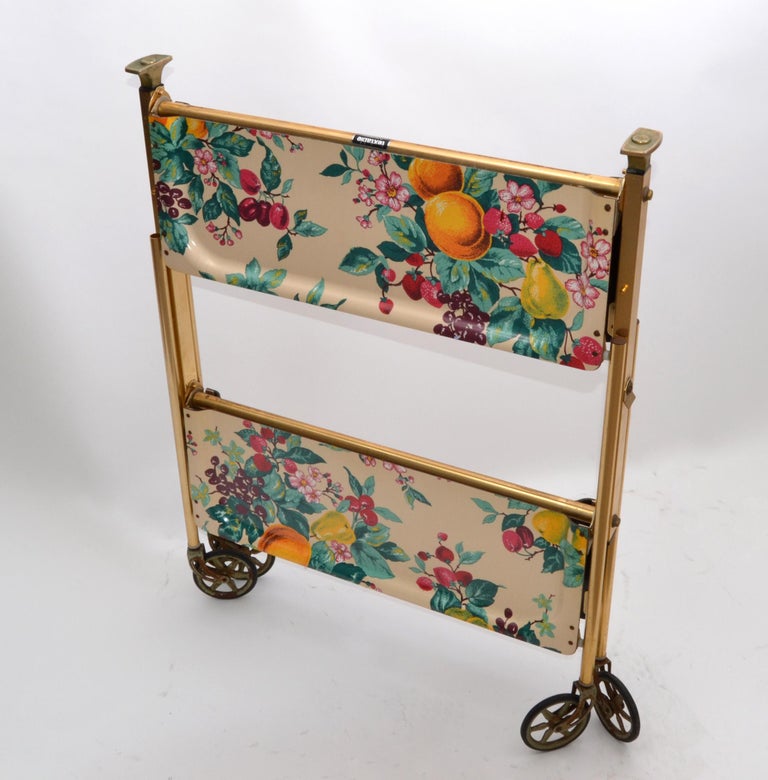 French Mid-Century Modern Brass & Laminate Serving Cart, Trolley, Textable 1950s For Sale 3