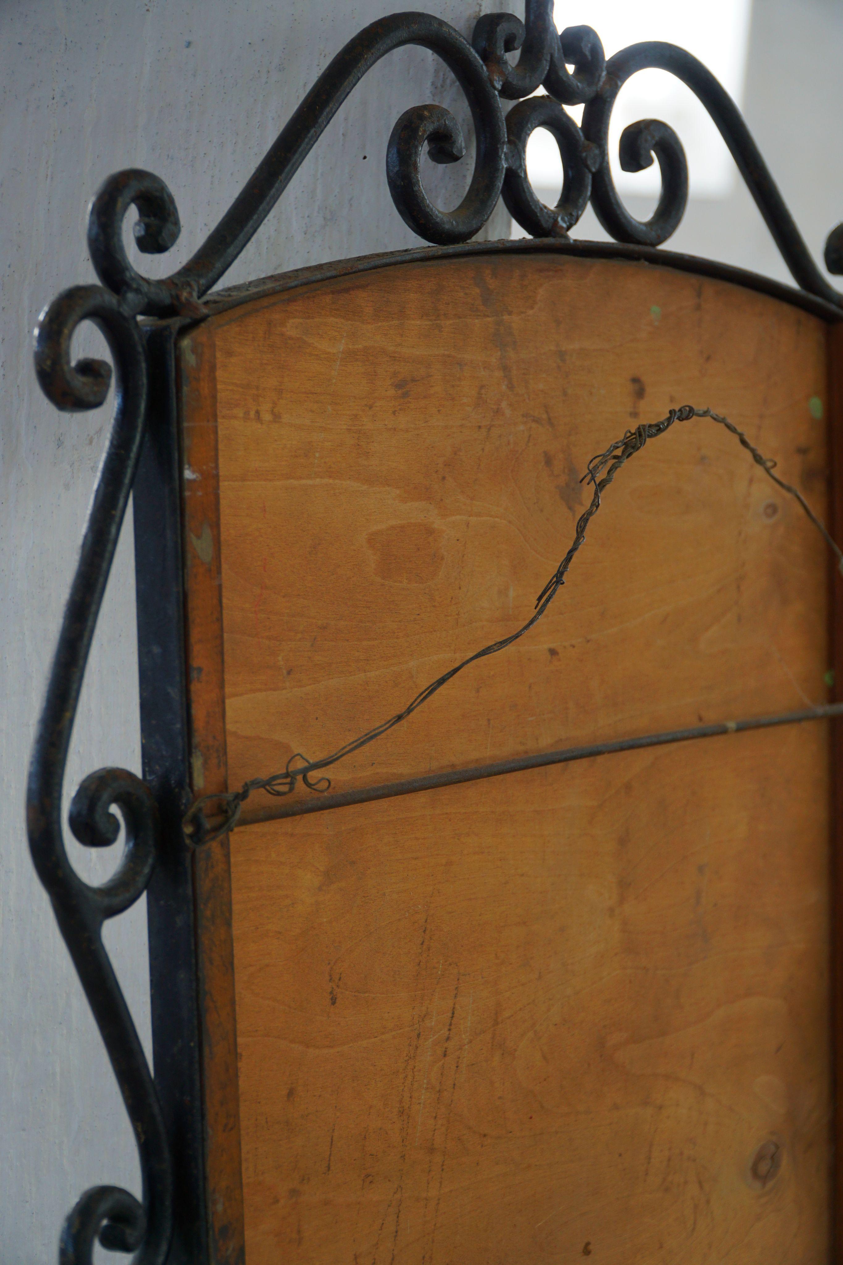 French Mid-Century Modern, Brutalist Wrought Iron Wall Mirror, Made in the 1950s For Sale 1