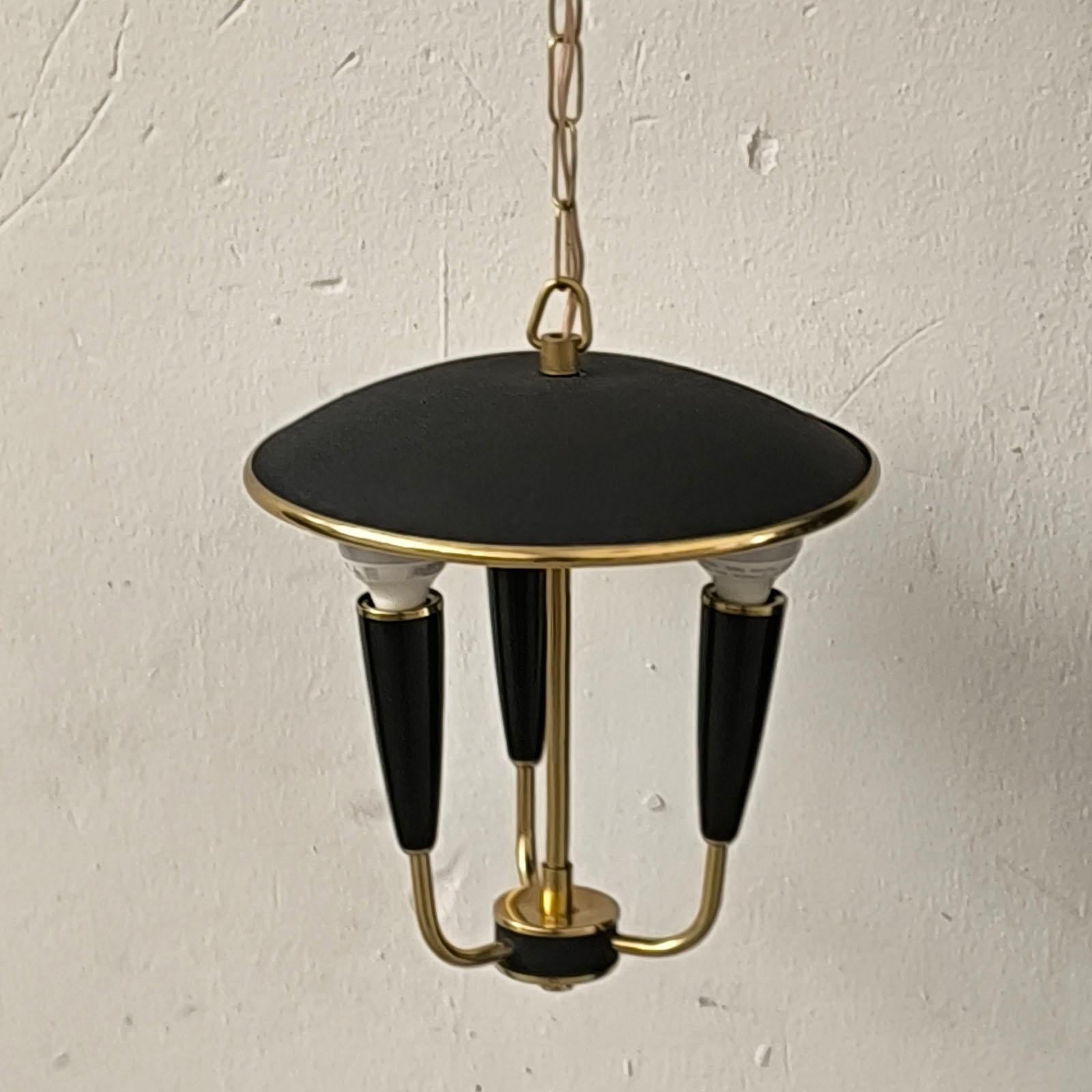 Lacquered French Mid-Century Modern Ceiling Light Attributed to Maison Lunel, 1940s For Sale
