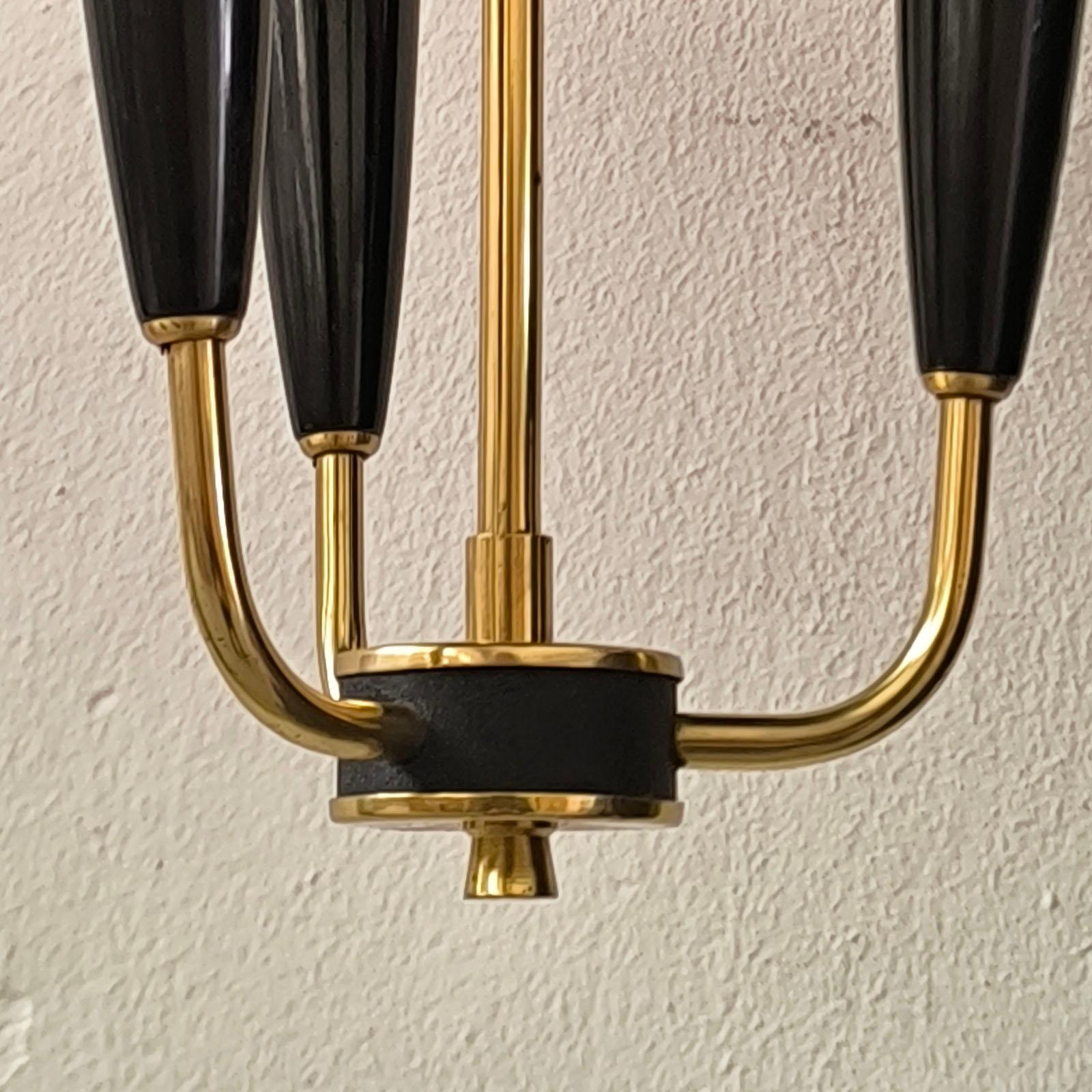 Metal French Mid-Century Modern Ceiling Light Attributed to Maison Lunel, 1940s For Sale