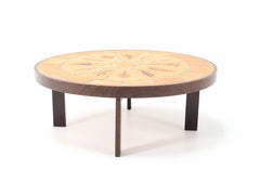 French Mid-Century Modern Ceramic Oval Coffee Table by Roger Capron, 1970s
