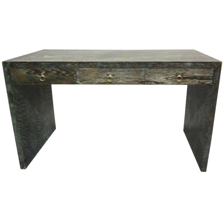 Custom French Mid-Century Style Cerused Oak Desk, Jean-Michel Frank For Sale