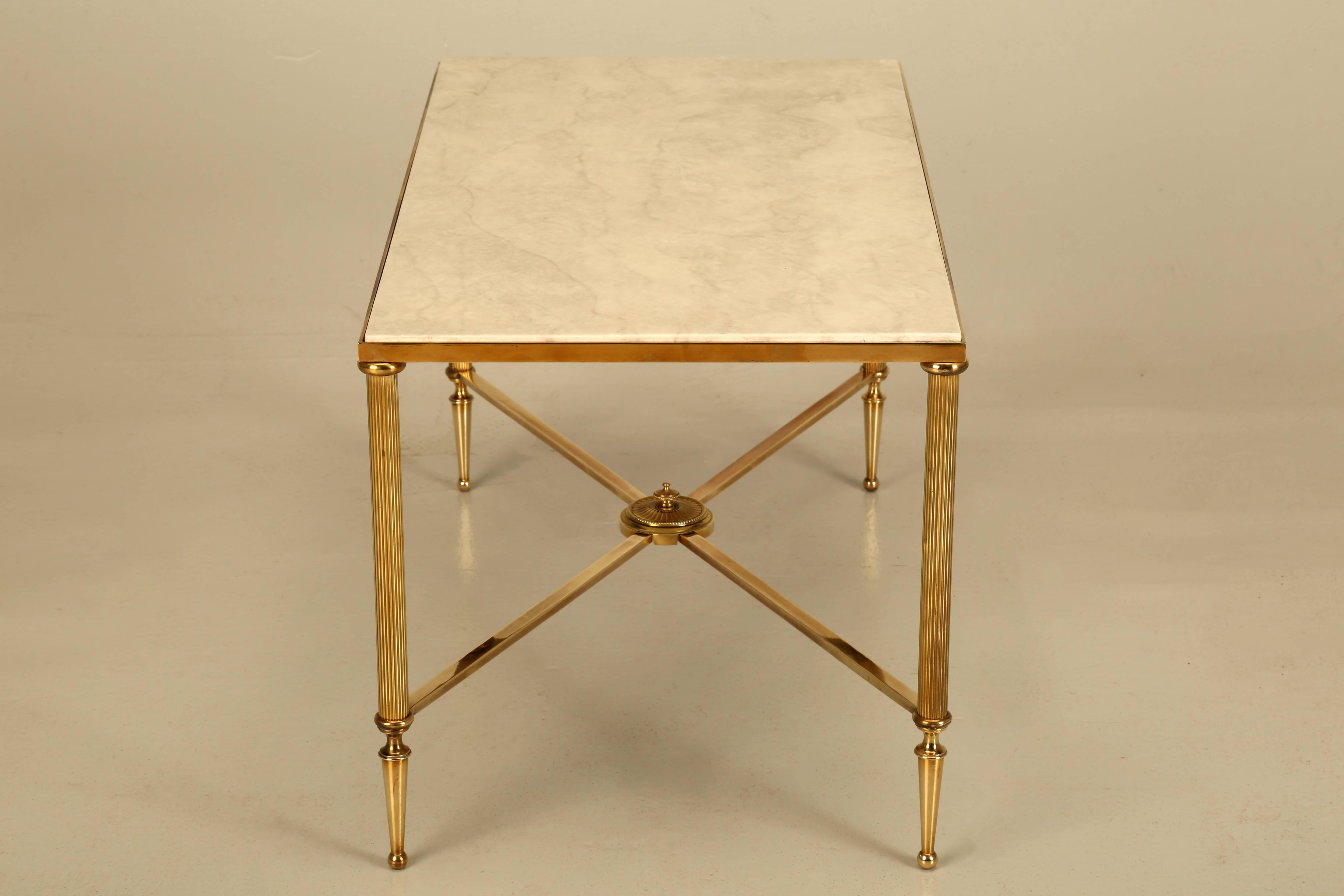Mid-20th Century French Mid-Century Modern Coffee or Cocktail Table in Polished Solid Brass