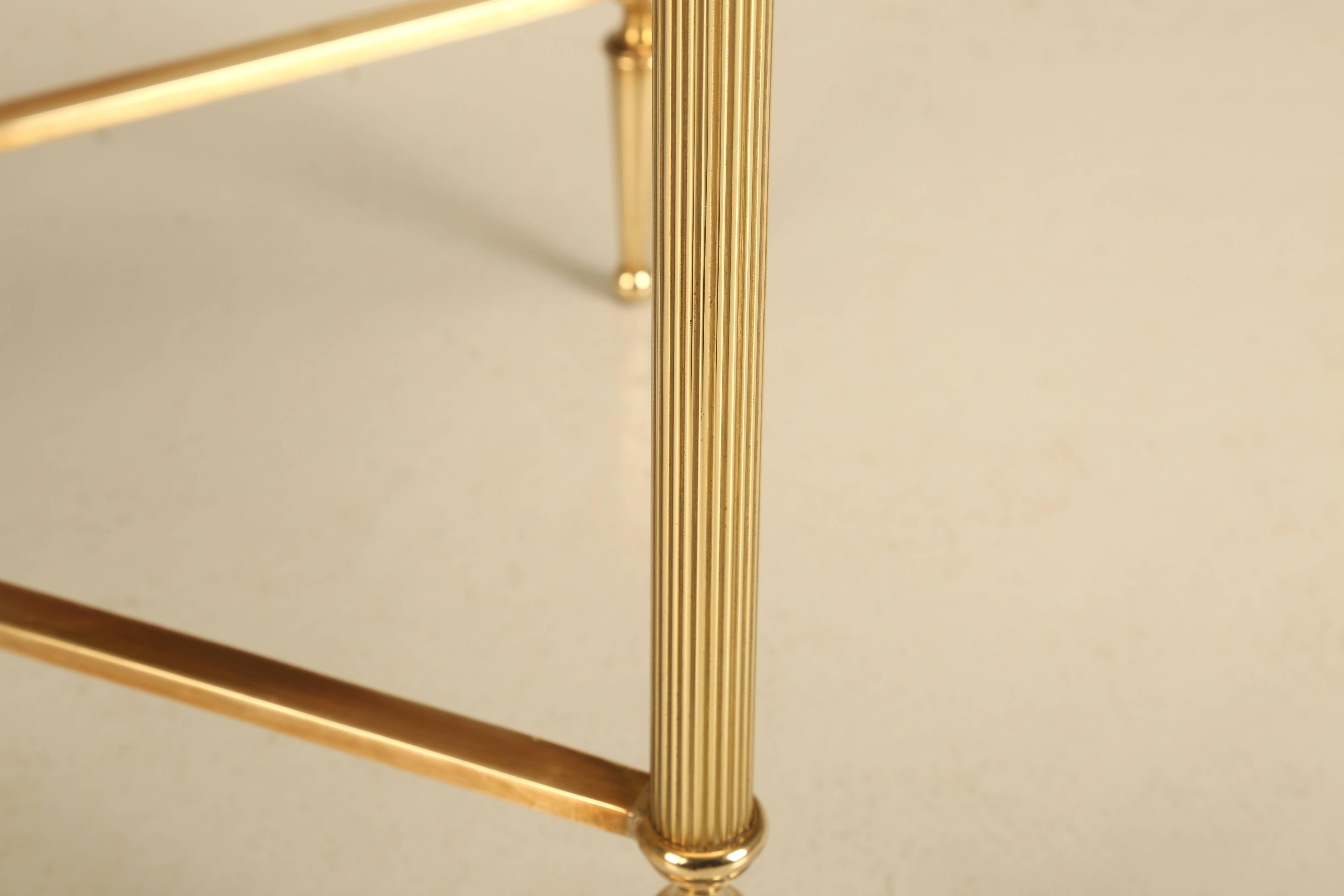 French Mid-Century Modern Coffee or Cocktail Table in Polished Solid Brass 2