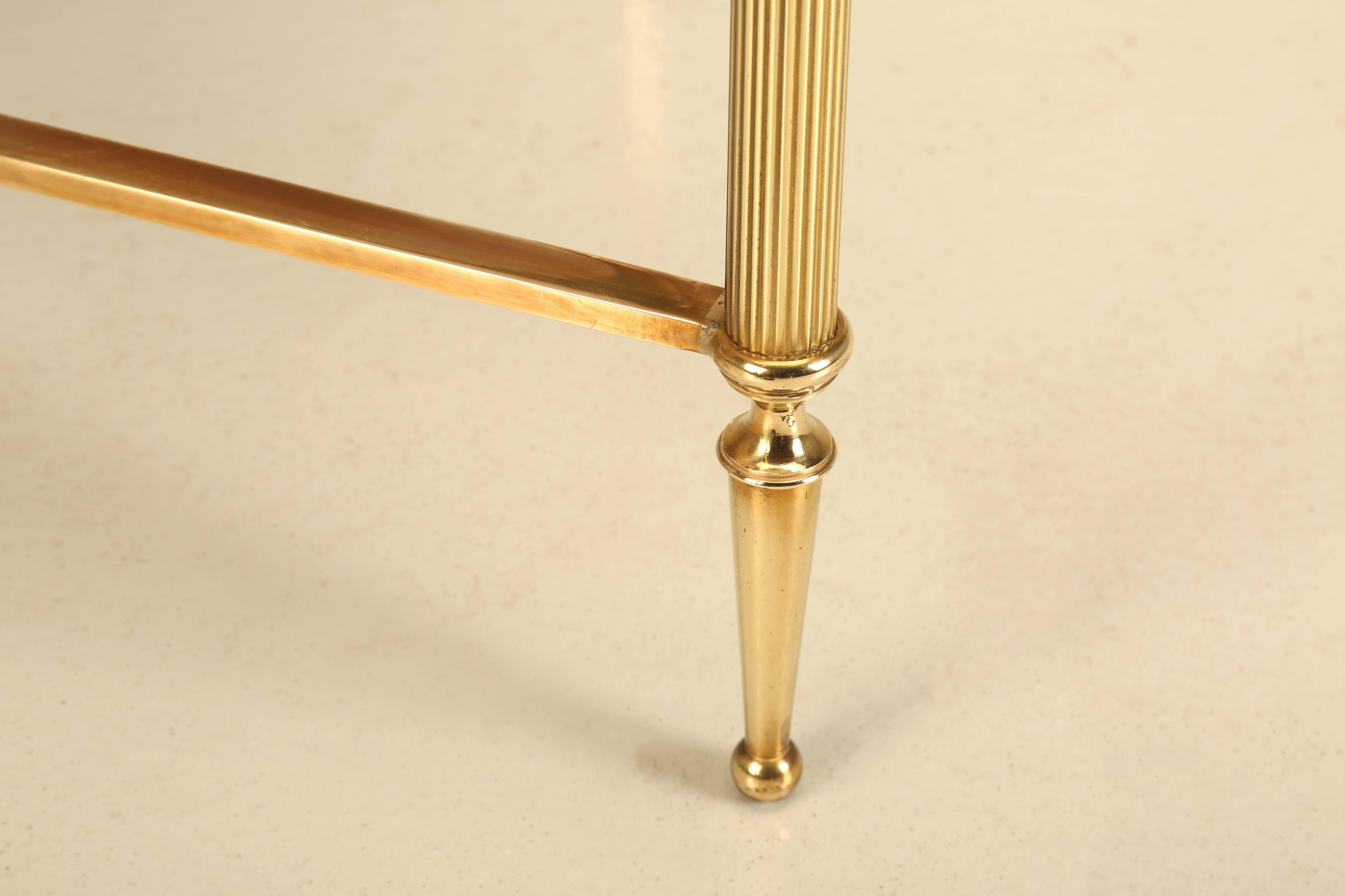 French Mid-Century Modern Coffee or Cocktail Table in Polished Solid Brass 3