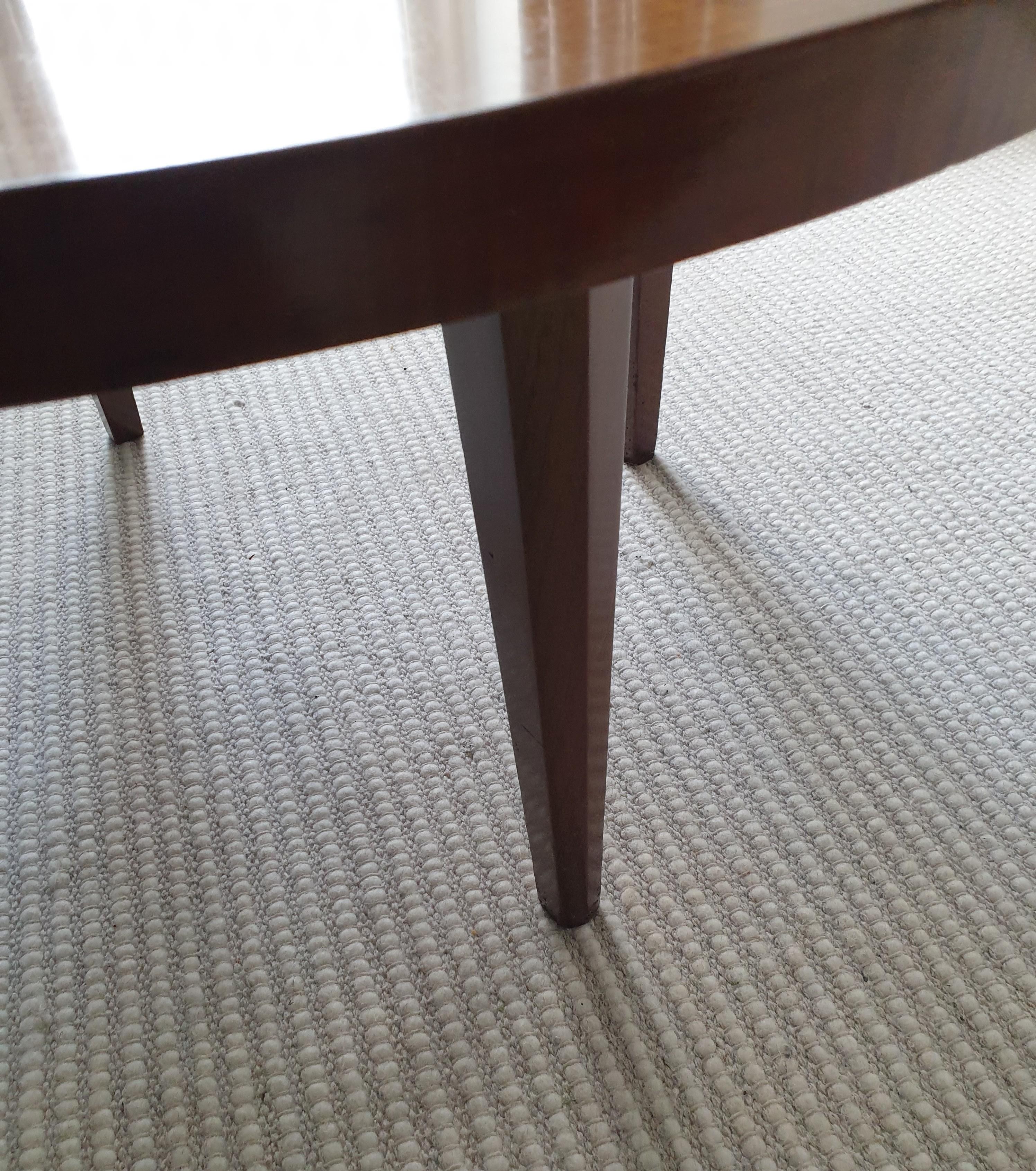 Wood French Mid-Century Modern Coffee Table in Fiddled Sycamore