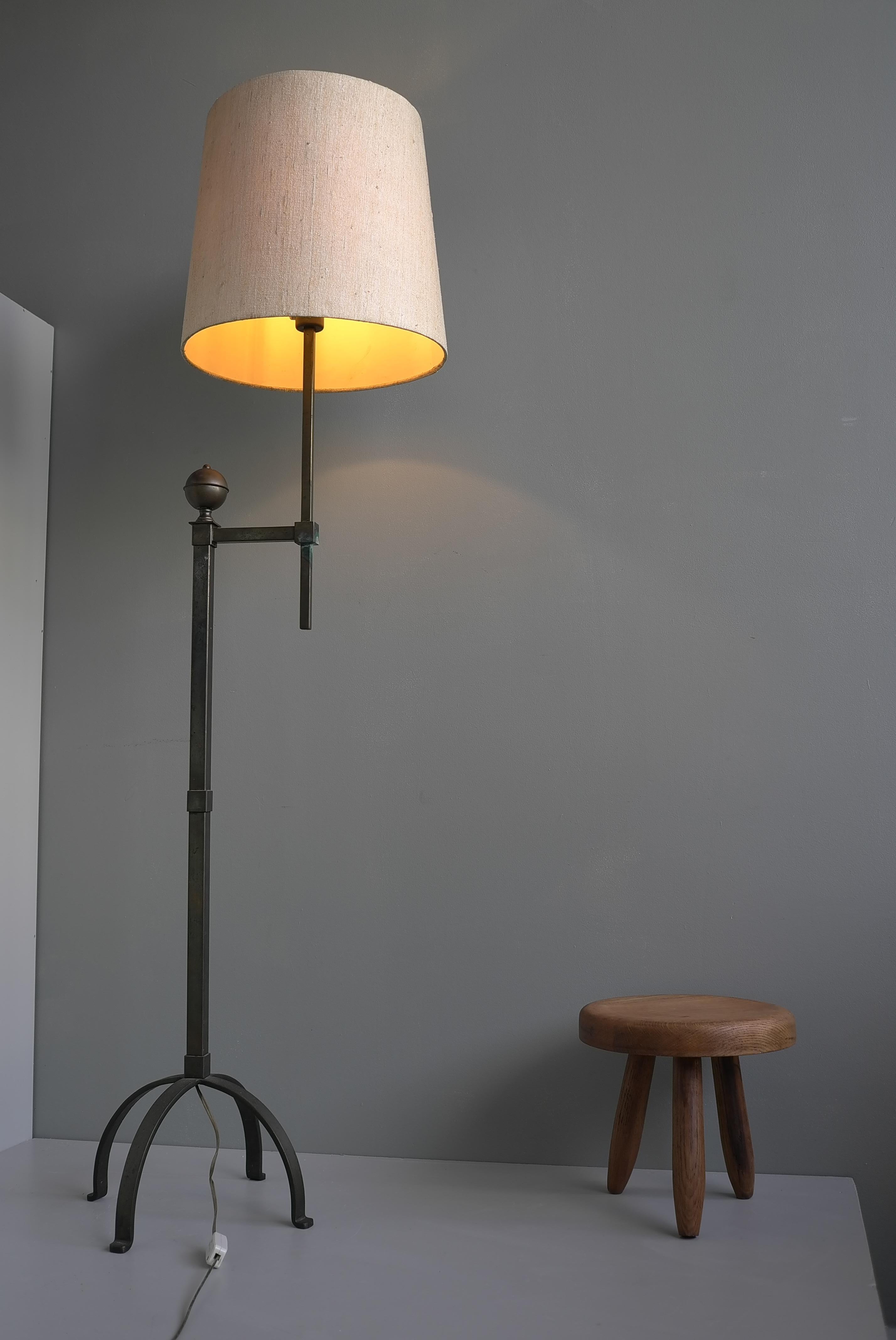 French Mid-Century Modern Copper and steel Patina Floor lamp 1950's
