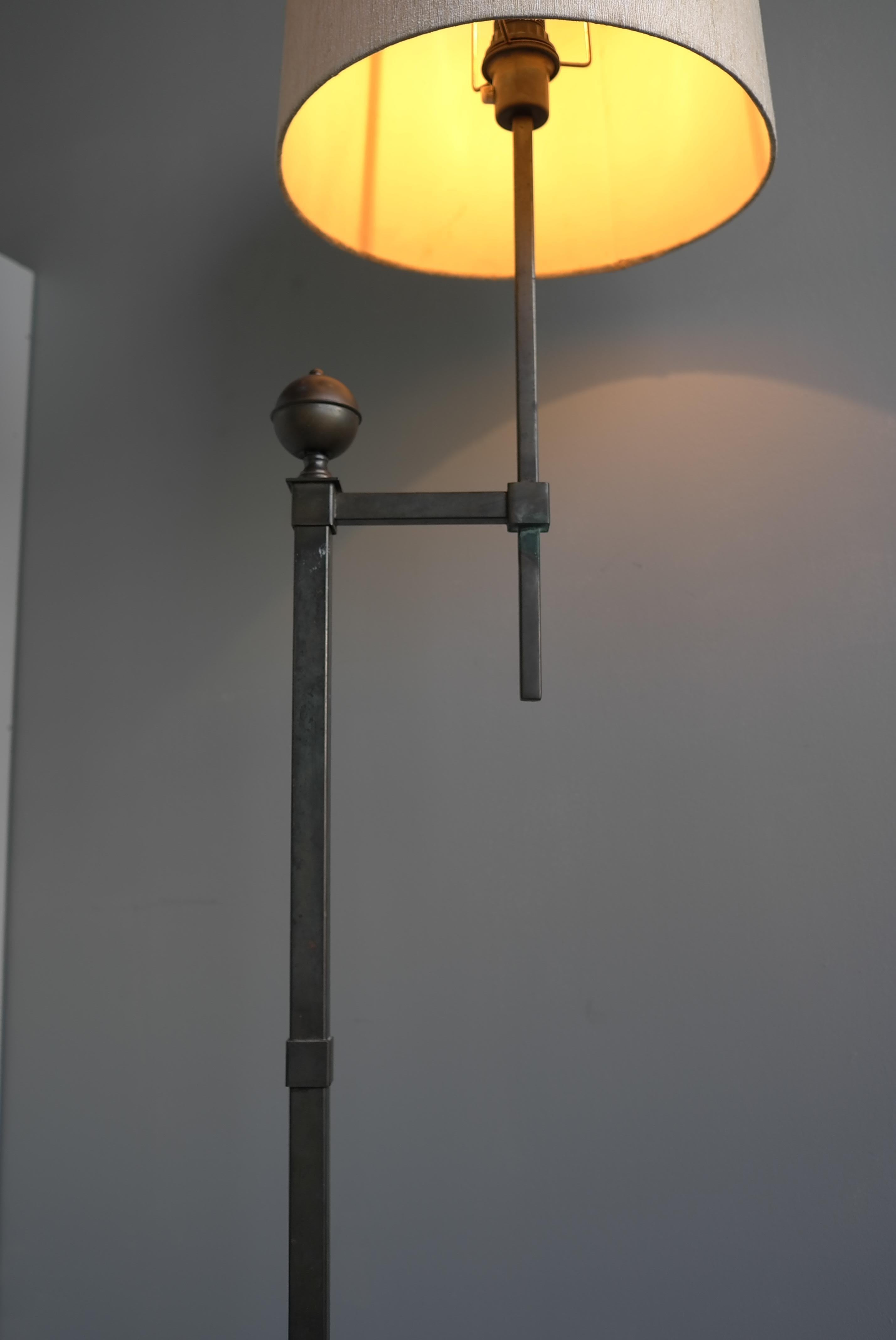 Metal French Mid-Century Modern Copper and steel Patina Floor lamp 1950's For Sale