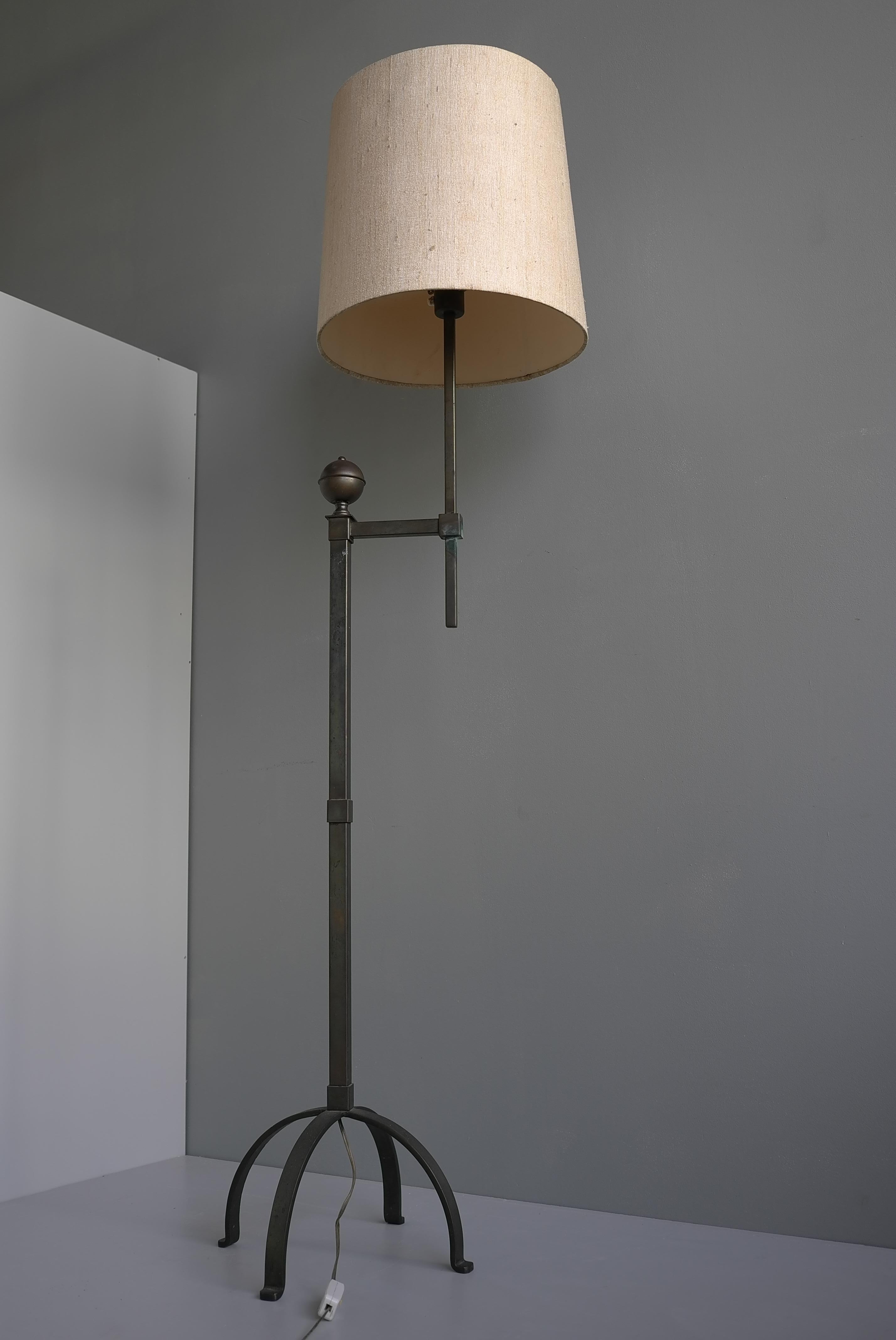 French Mid-Century Modern Copper and steel Patina Floor lamp 1950's For Sale 1