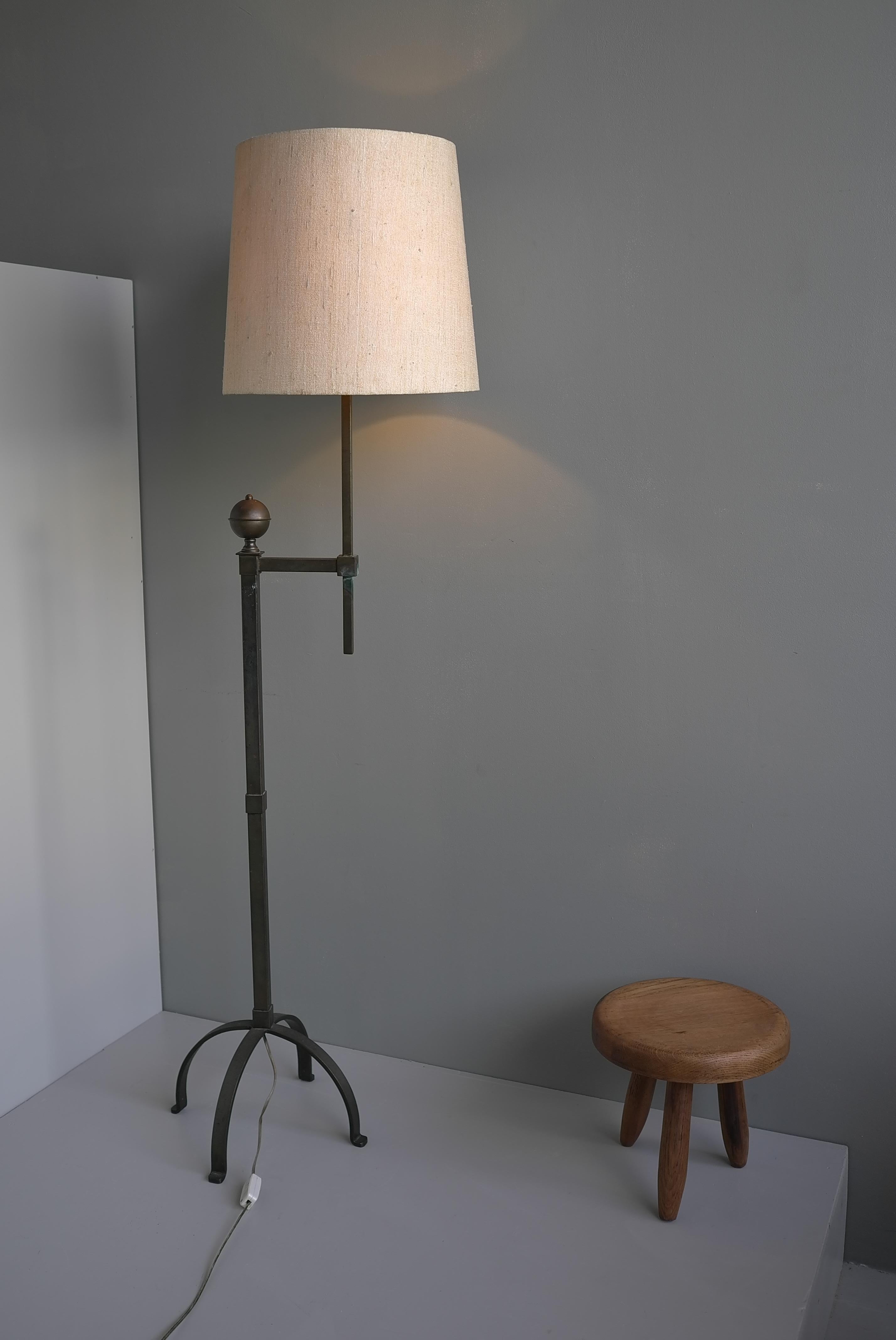 French Mid-Century Modern Copper and steel Patina Floor lamp 1950's For Sale 3