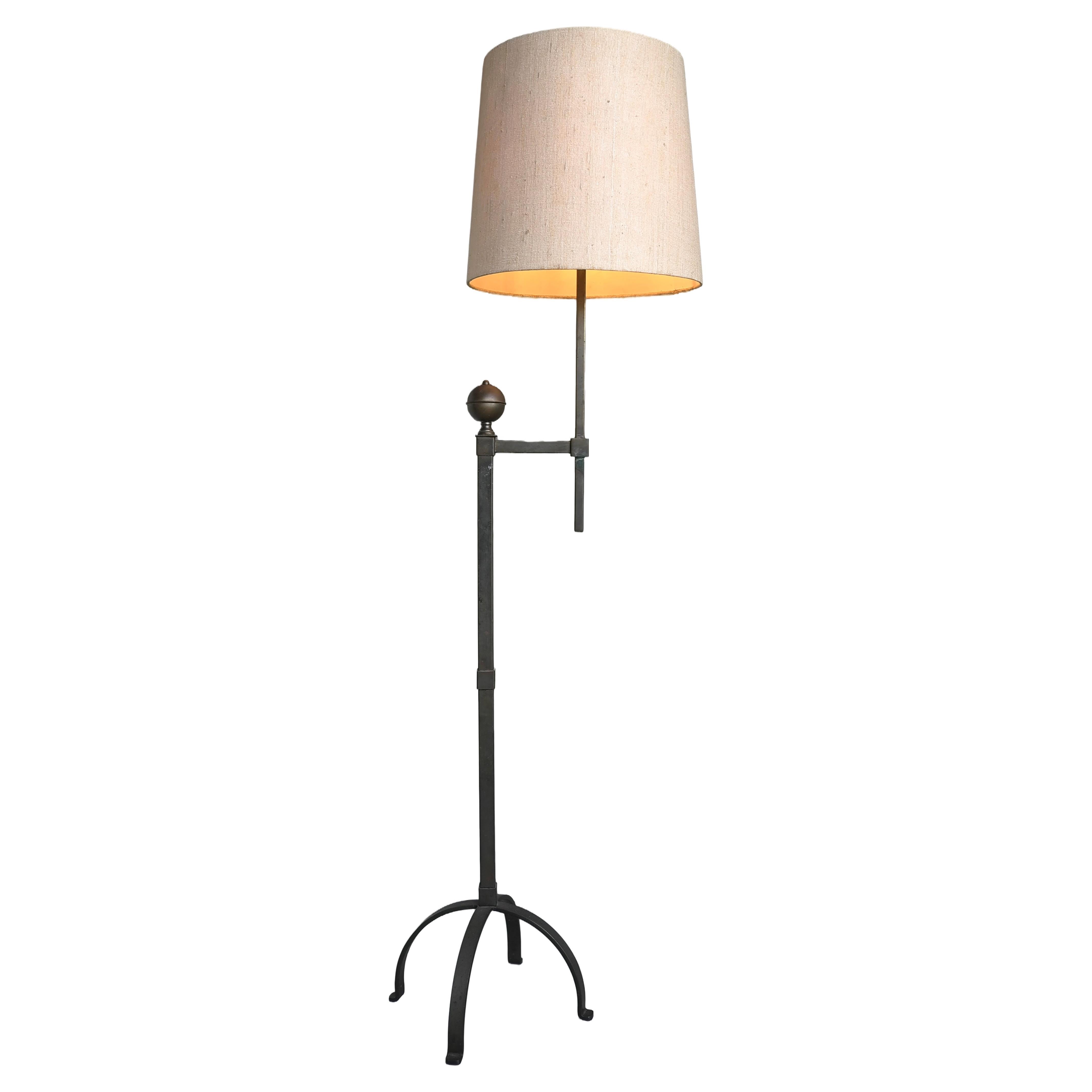 French Mid-Century Modern Copper and steel Patina Floor lamp 1950's For Sale