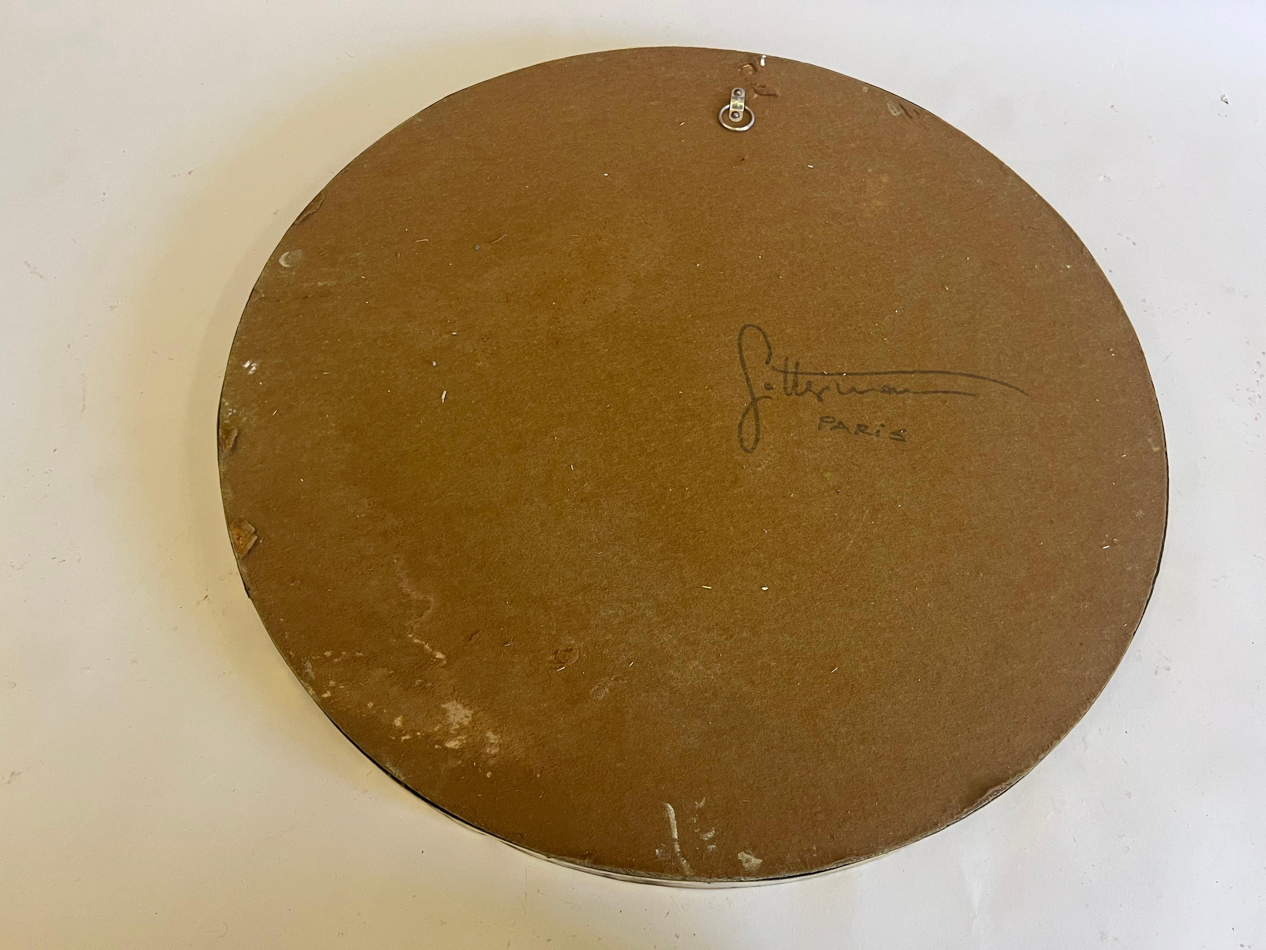 French Mid-Century Modern Craftsman Round, Brass & Copper Mirror, Paris, 1970 For Sale 5