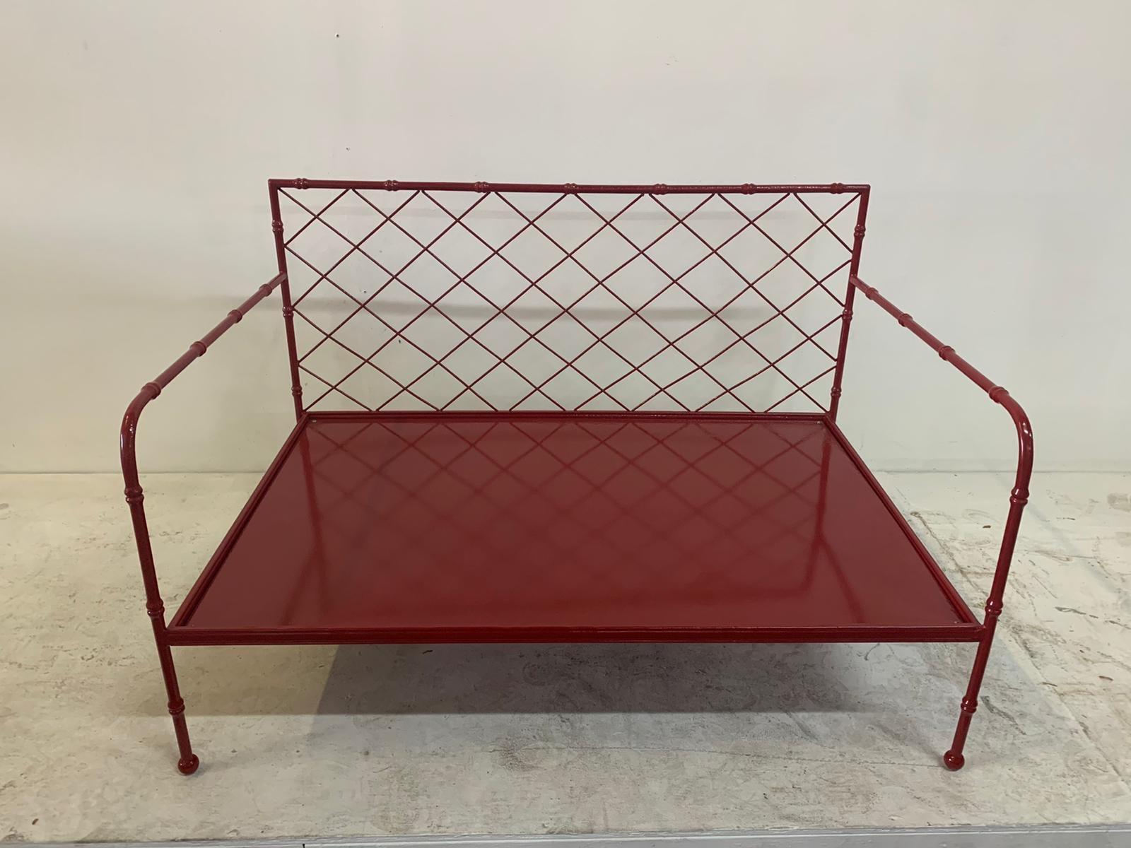 French Mid-Century Modern Lattice-Design Settee 5