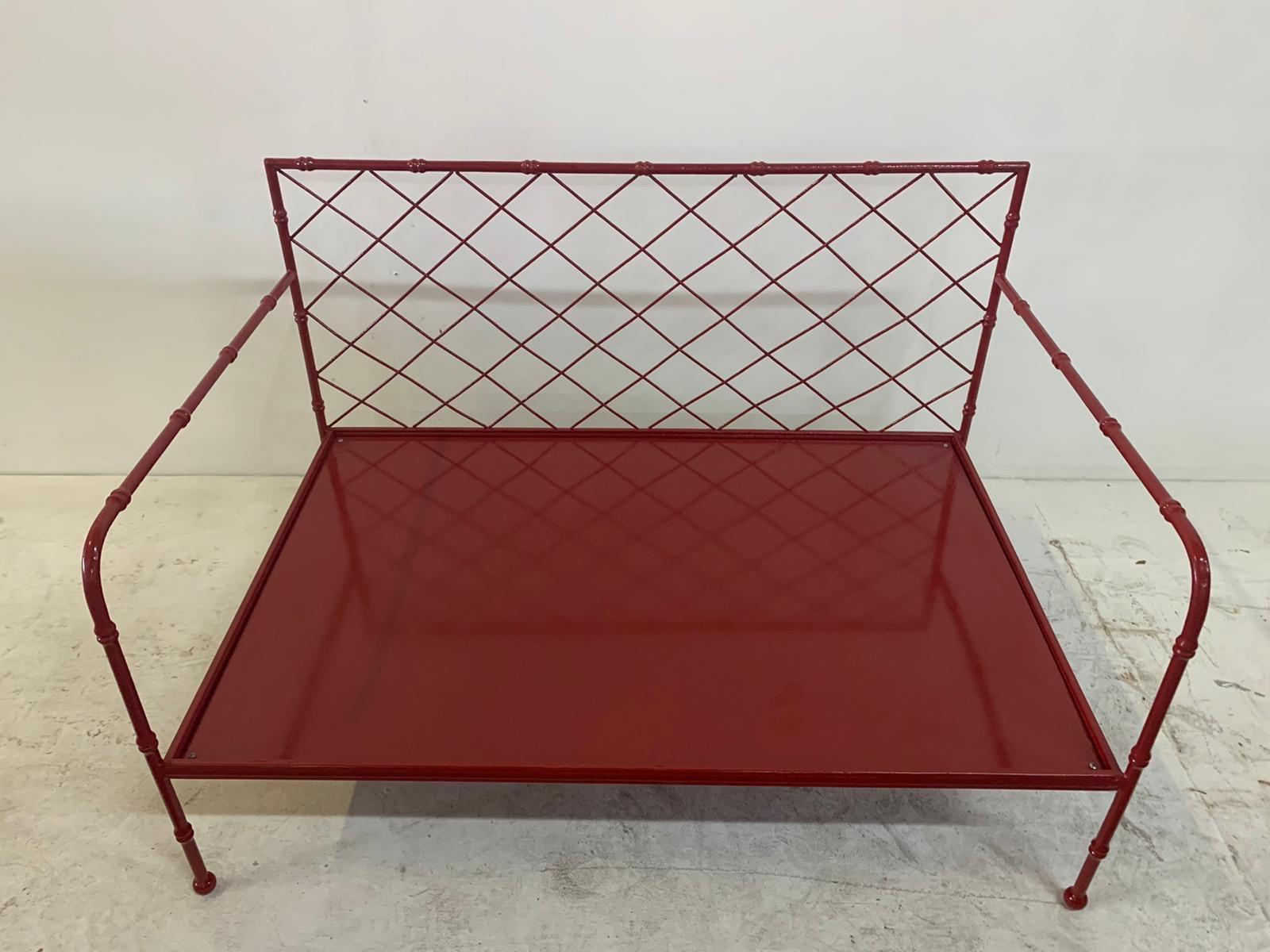 French Mid-Century Modern Lattice-Design Settee 1