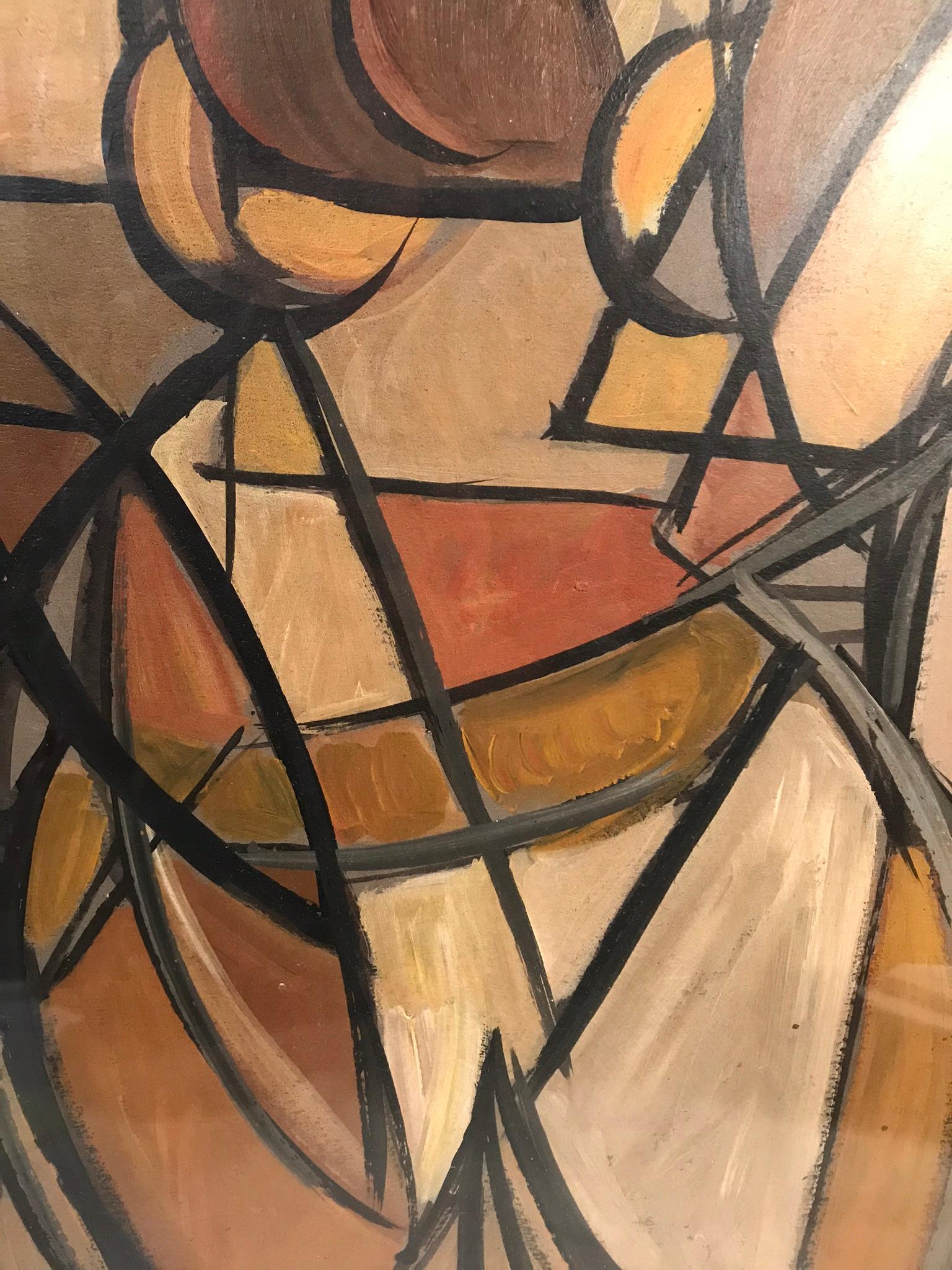 The beauty in this piece is evident. Lines flow and shapes curve as we see the artist's portrayal of the female form in this harmony of warm and neutral colors.