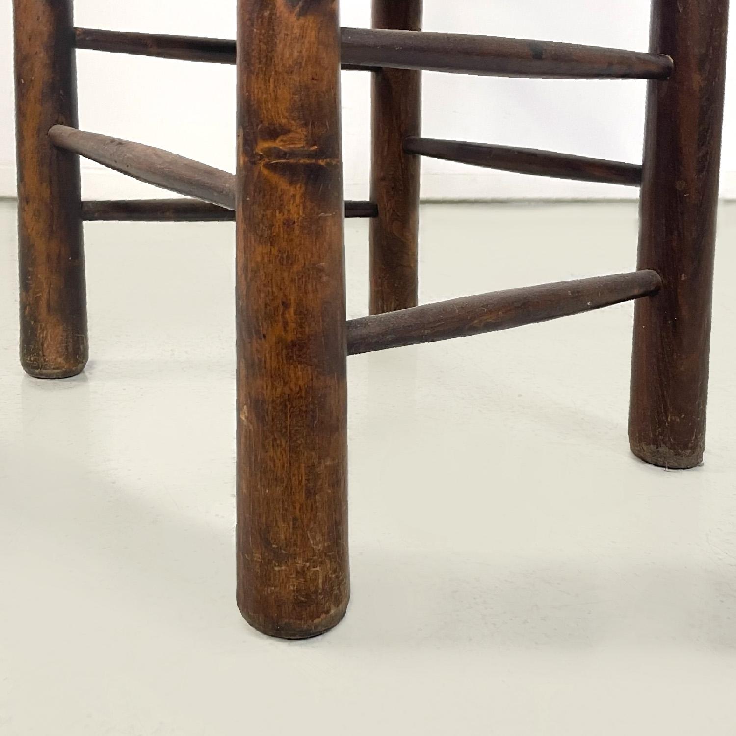 French mid-century modern dark wood and straw chairs by Georges Robert, 1950s in vendita 6
