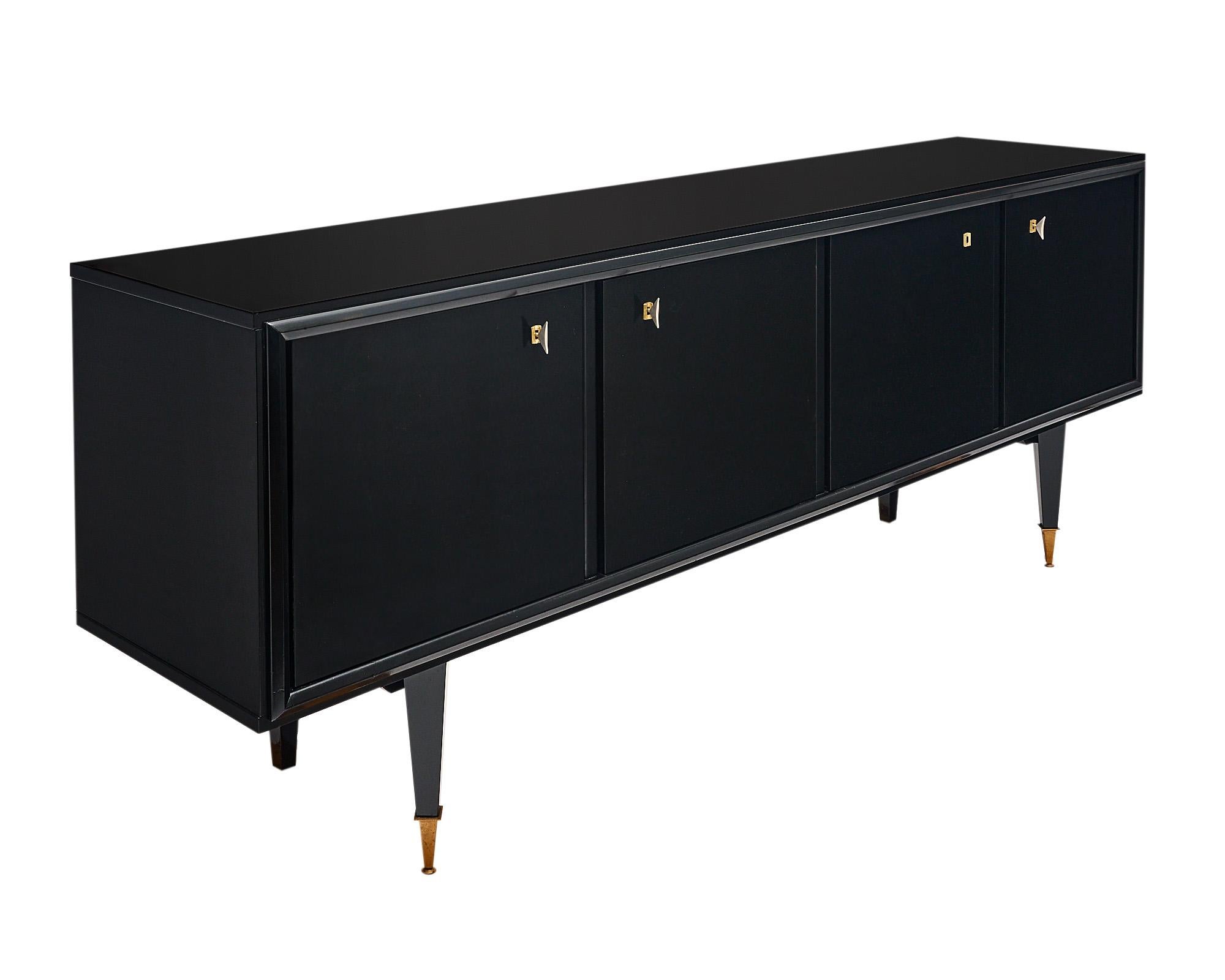 French Mid-Century Modern Ebonized Buffet In Good Condition For Sale In Austin, TX
