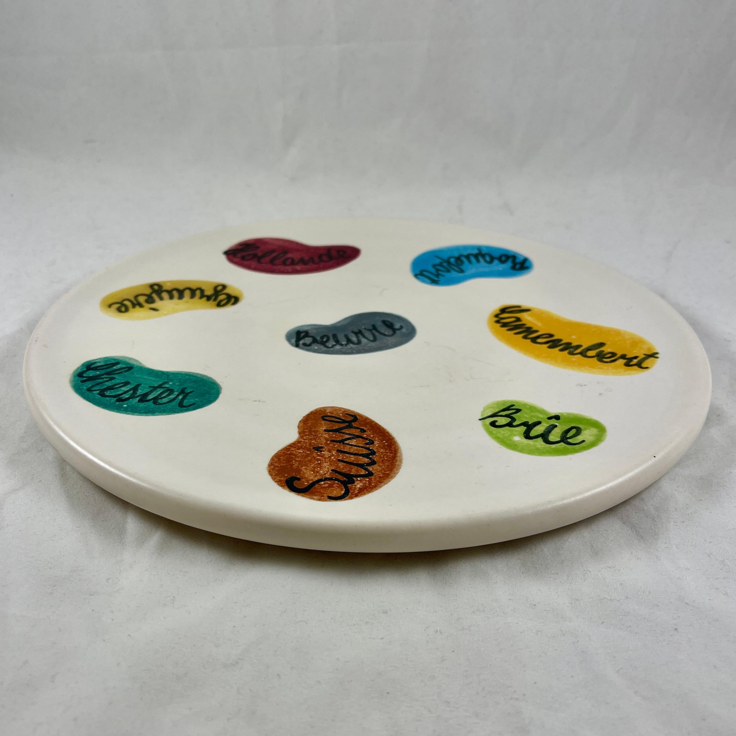 French Mid-Century Modern Elchinger Cheese Charcuterie Hand Painted Platter 3