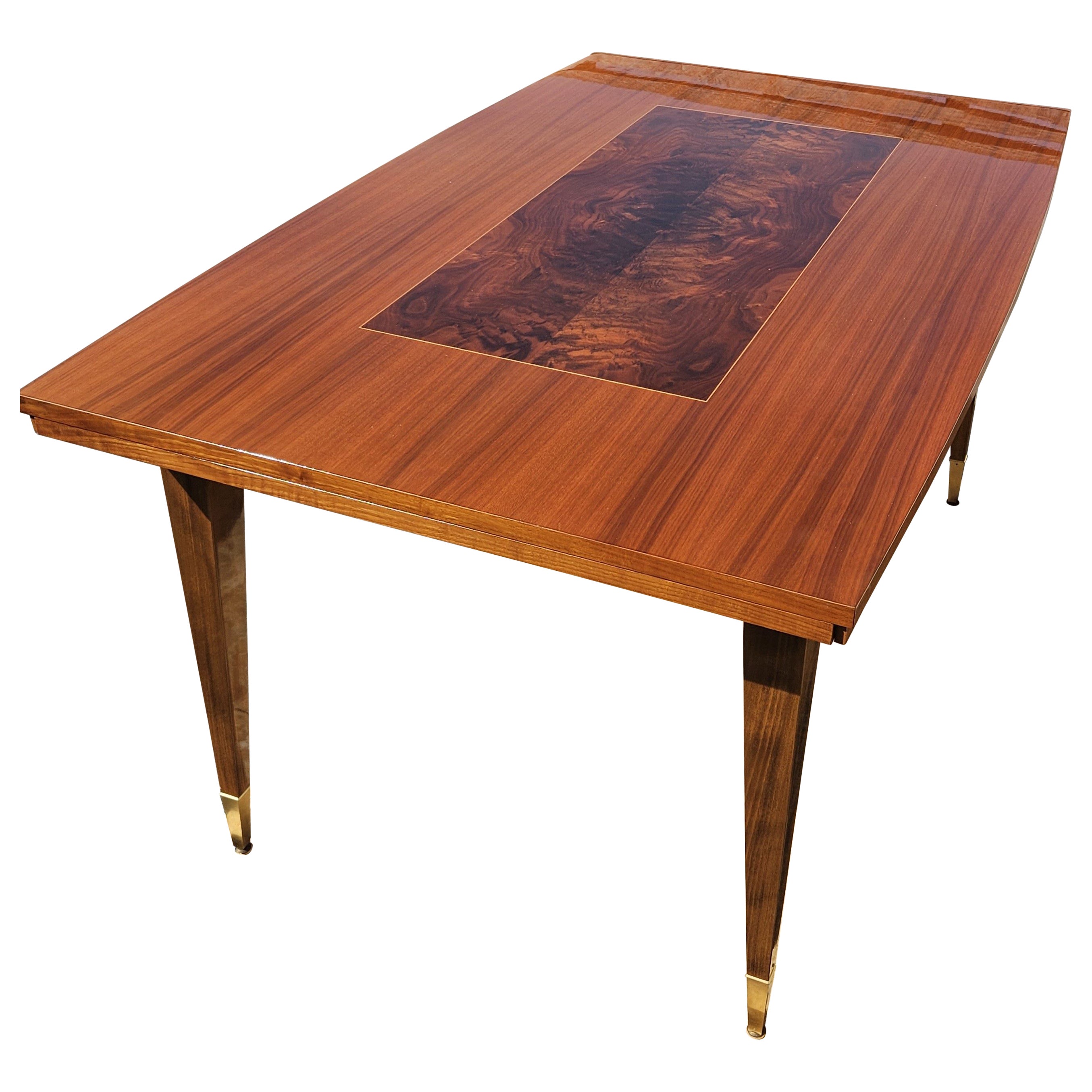 MID-CENTURY Modern extendable Dining Table-Luxurious Burlwood Dinner Table-60s For Sale
