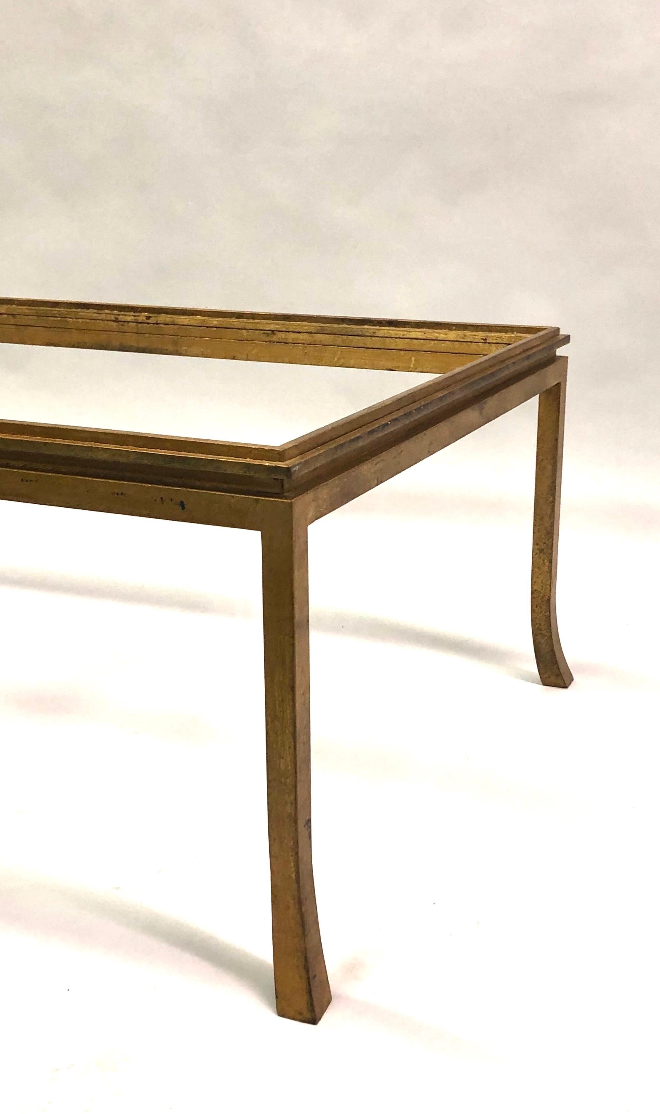 French Mid-Century Modern Gilt Wrought Iron Coffee Table by Maison Ramsay, 1970 For Sale 2