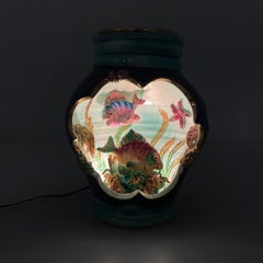 Lampe de table en céramique émaillée française du milieu du siècle dernier, Vallauris, années 1950