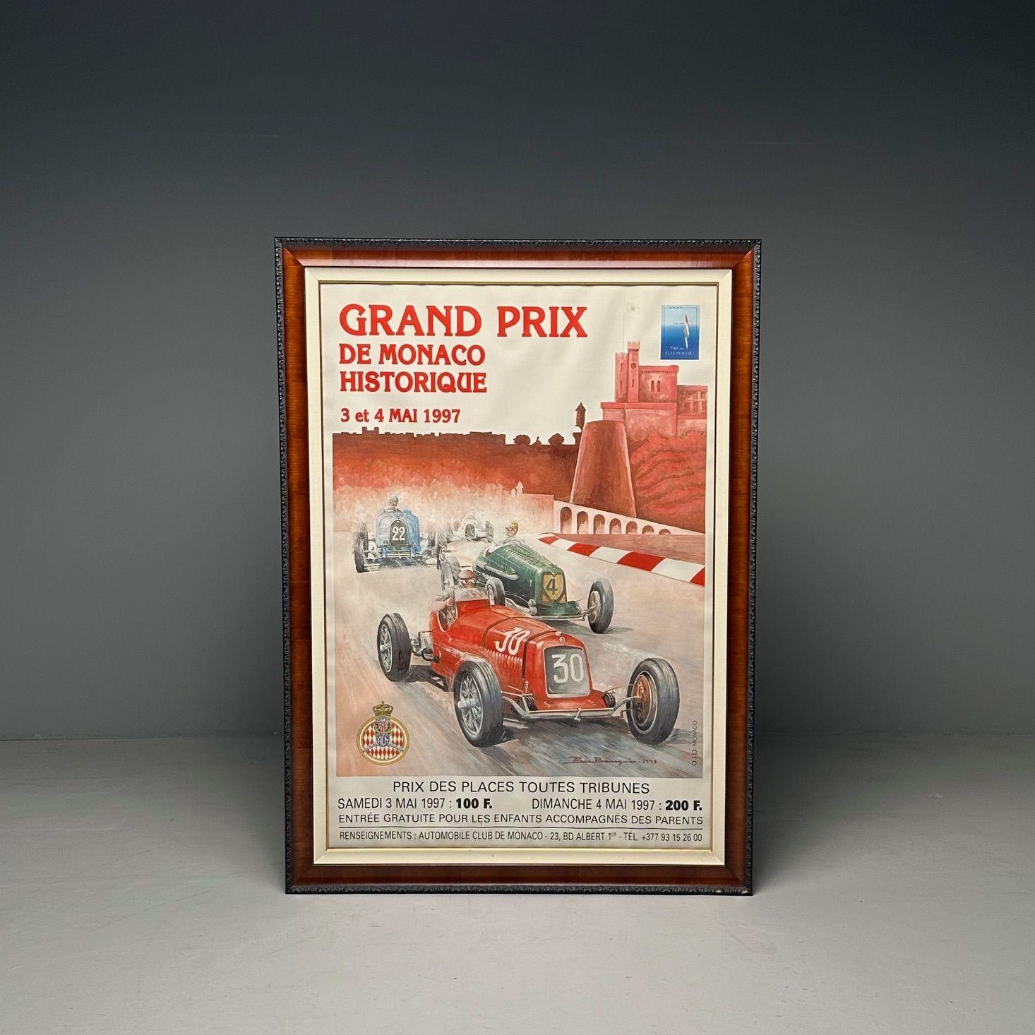 Póster francés de carreras, moderno de mediados de siglo, enmarcado, Gran Premio de Mónaco, 1997 Moderno de mediados de siglo en venta