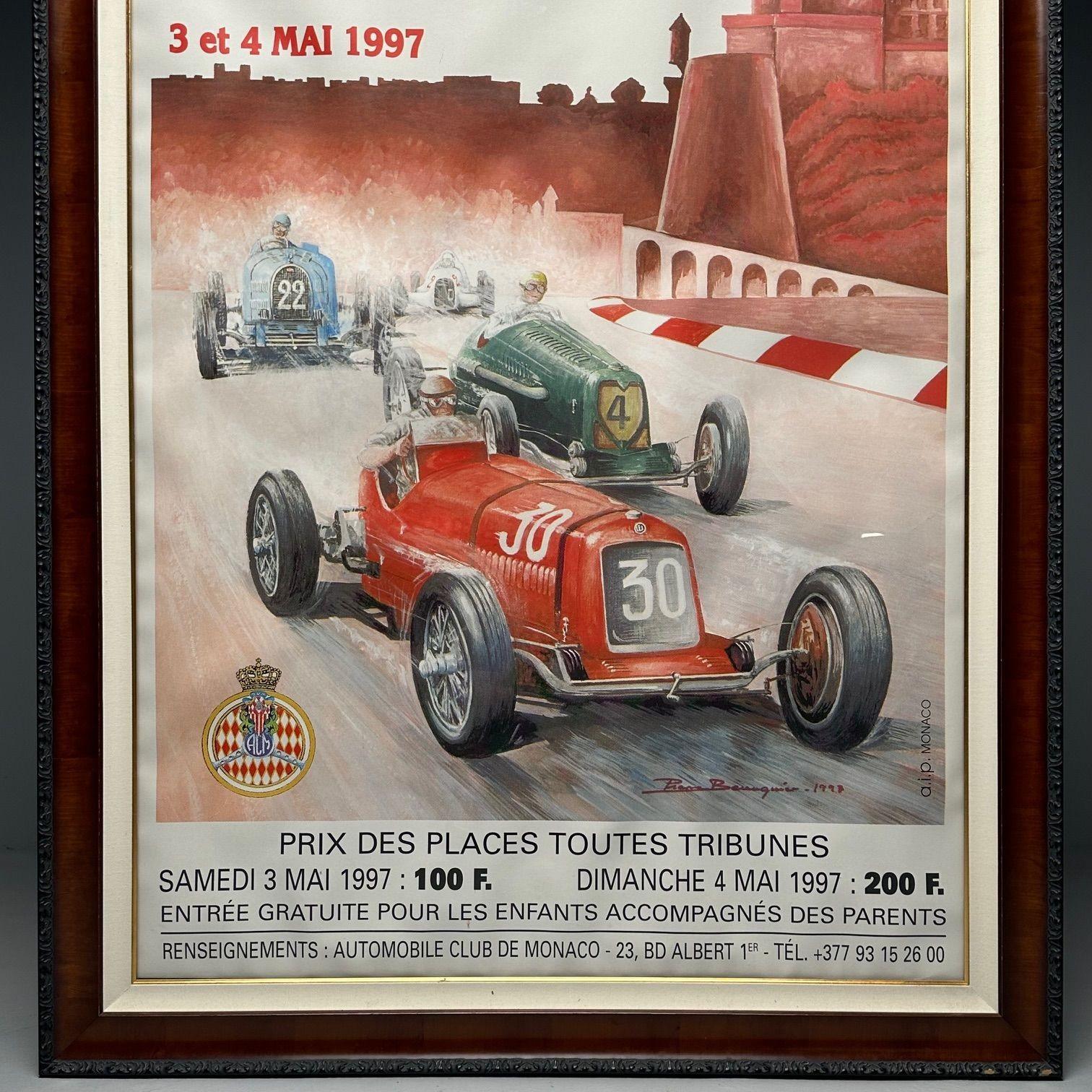 Póster francés de carreras, moderno de mediados de siglo, enmarcado, Gran Premio de Mónaco, 1997 finales del siglo XX en venta