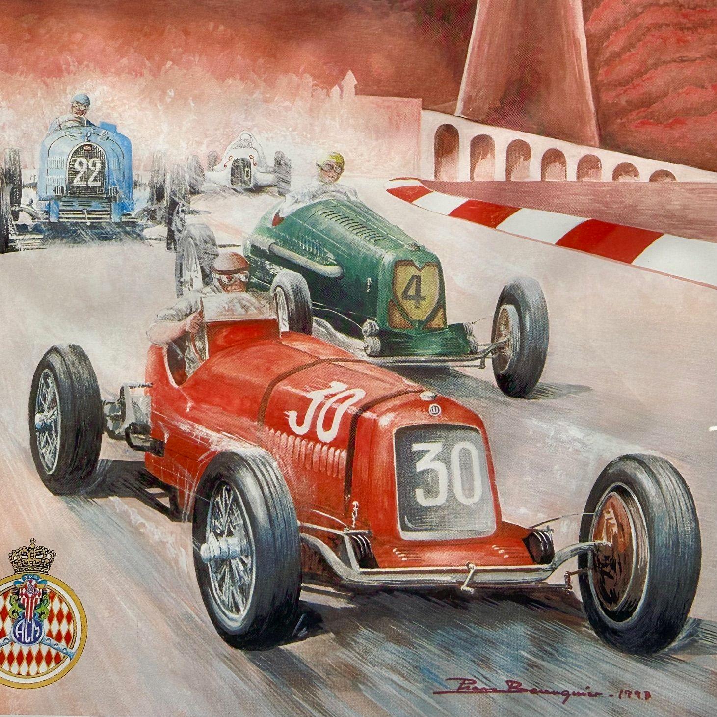 Póster francés de carreras, moderno de mediados de siglo, enmarcado, Gran Premio de Mónaco, 1997 Papel en venta
