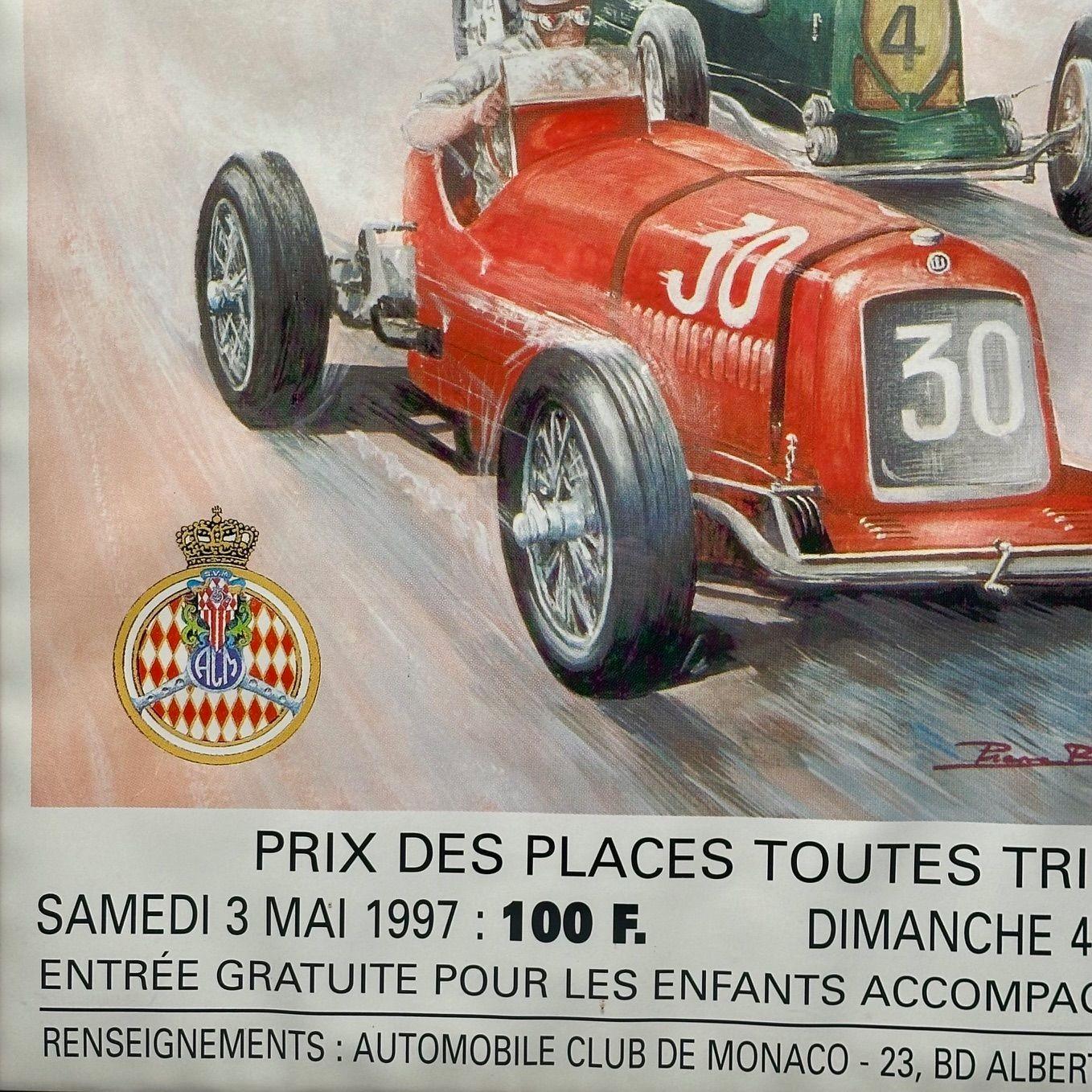 Póster francés de carreras, moderno de mediados de siglo, enmarcado, Gran Premio de Mónaco, 1997 en venta 2