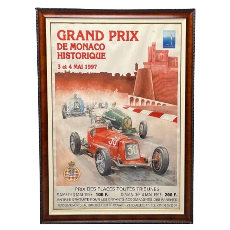 Póster francés de carreras, moderno de mediados de siglo, enmarcado, Gran Premio de Mónaco, 1997 en venta