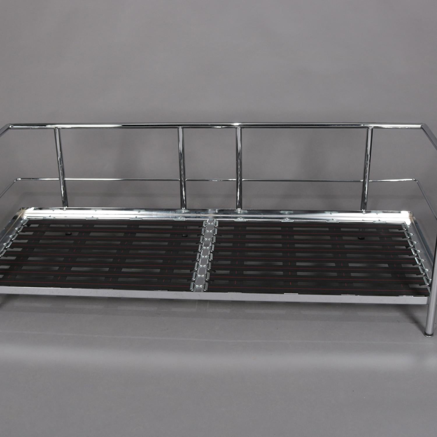 French Mid-Century Modern Leather & Chrome Cube Sofa by Le Corbusier 1