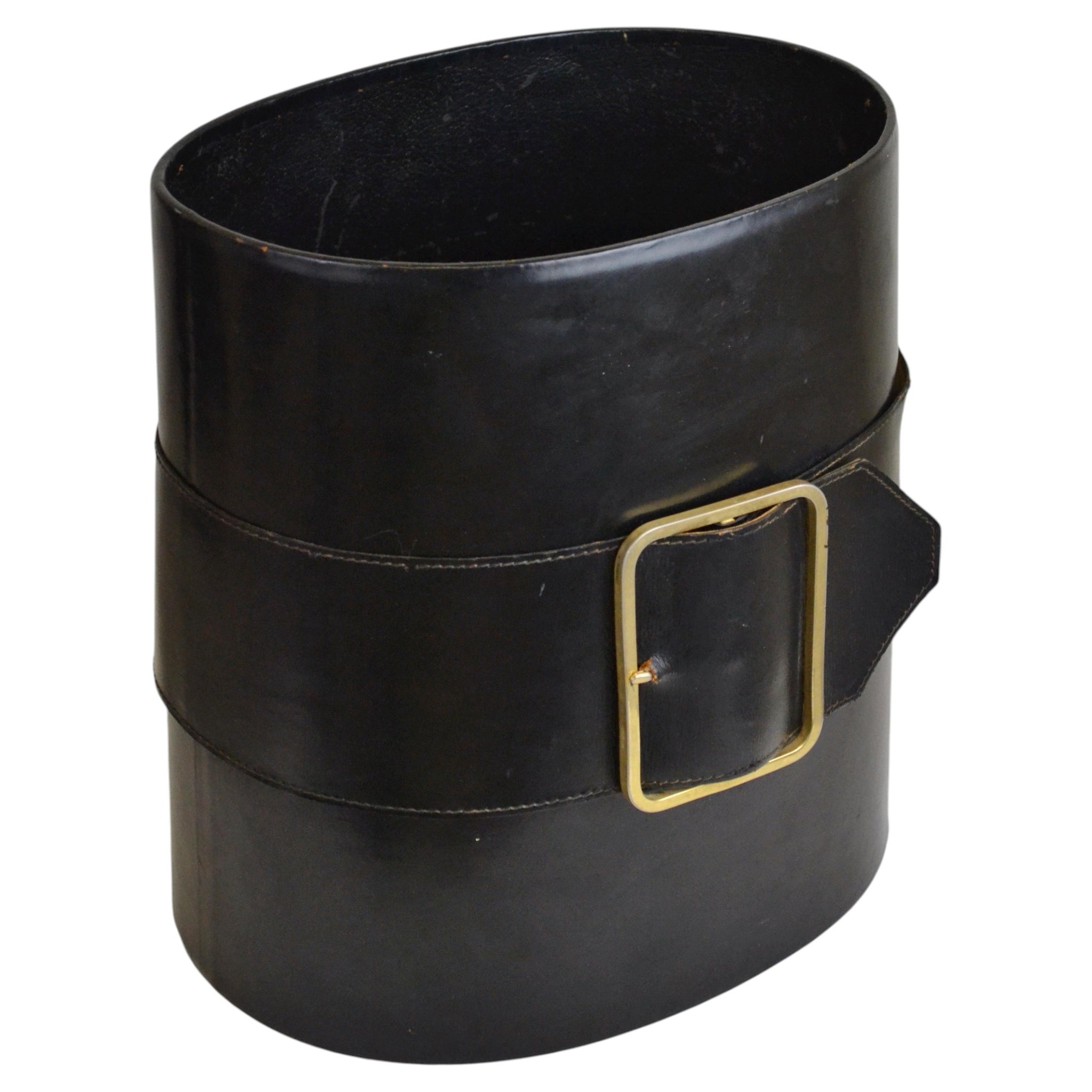 1stDibs French Mid-Century Modern Leather Wastepaper Basket, 1950s