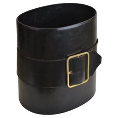 French Mid-Century Modern Leather Wastepaper Basket, 1950s