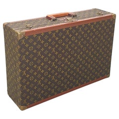 French Mid-Century Modern Luggage Suitcase brown leather by Louis Vuitton 1960s