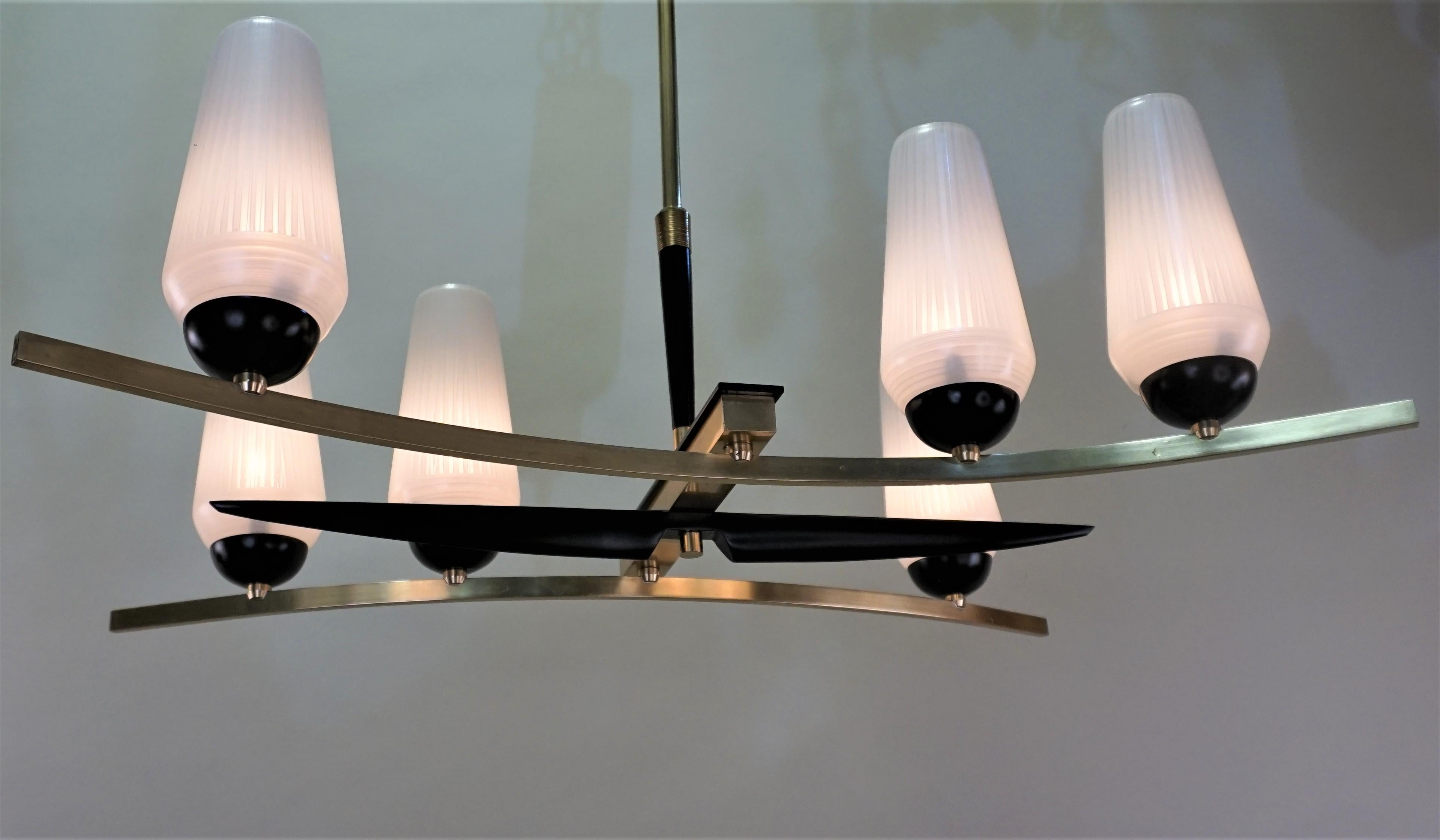 Lacquered French Mid-Century Modern Maison Arlus Chandelier Status
