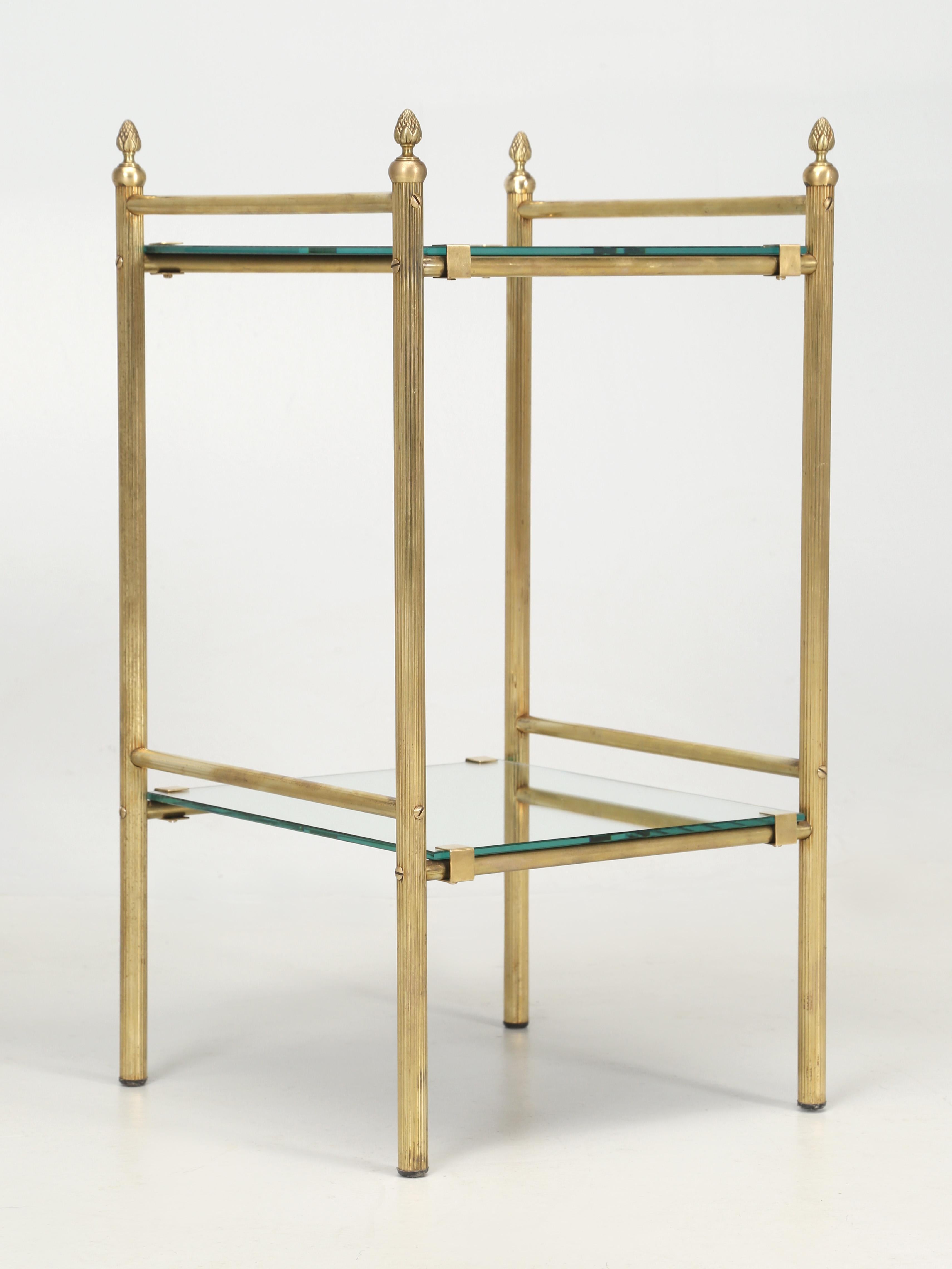 French Mid-Century Modern Matched Pair of Brass and Mirror End Tables C1960's  For Sale 2