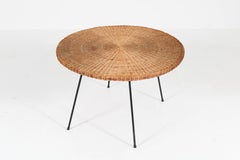 French Mid-Century Modern Matégot Style Coffee Table with Wicker Top, 1950s