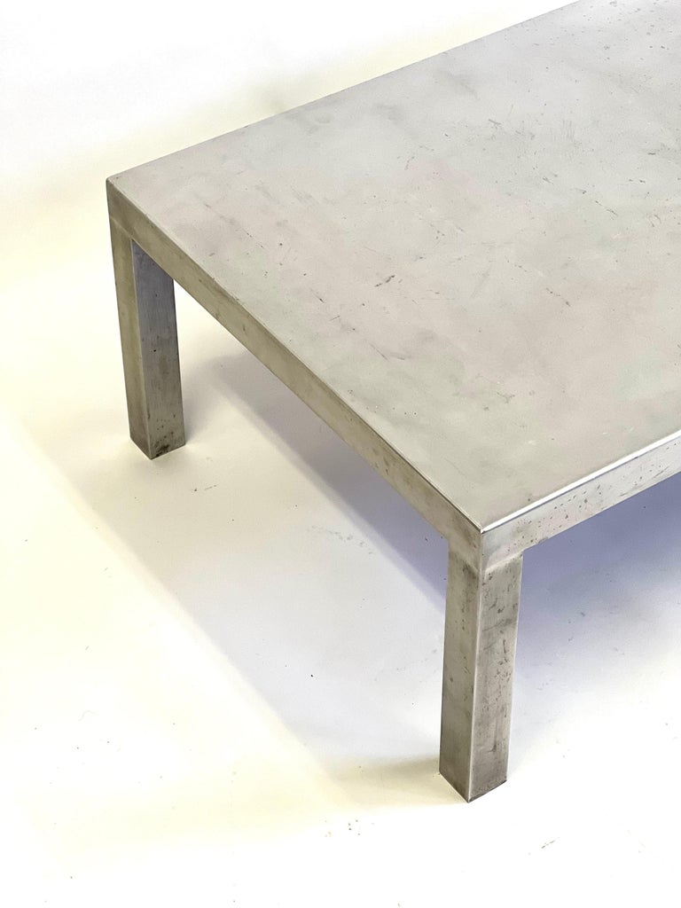 French Mid-Century Modern Matte Stainless Steel Coffee Table, Maria Pergay, 1971 For Sale 2