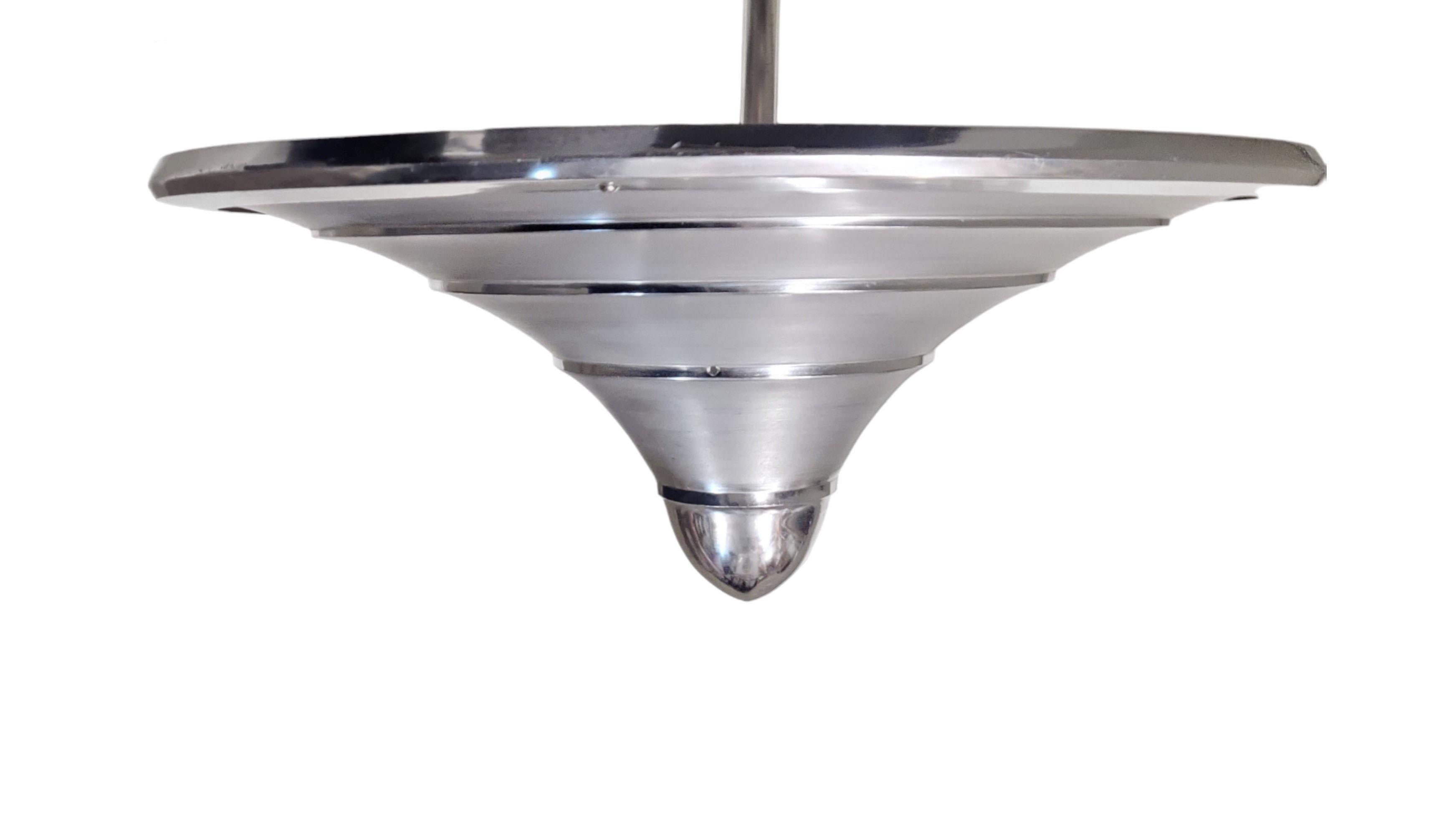 20th Century French Mid century Modern metal pendant chandelier by Mazda For Sale